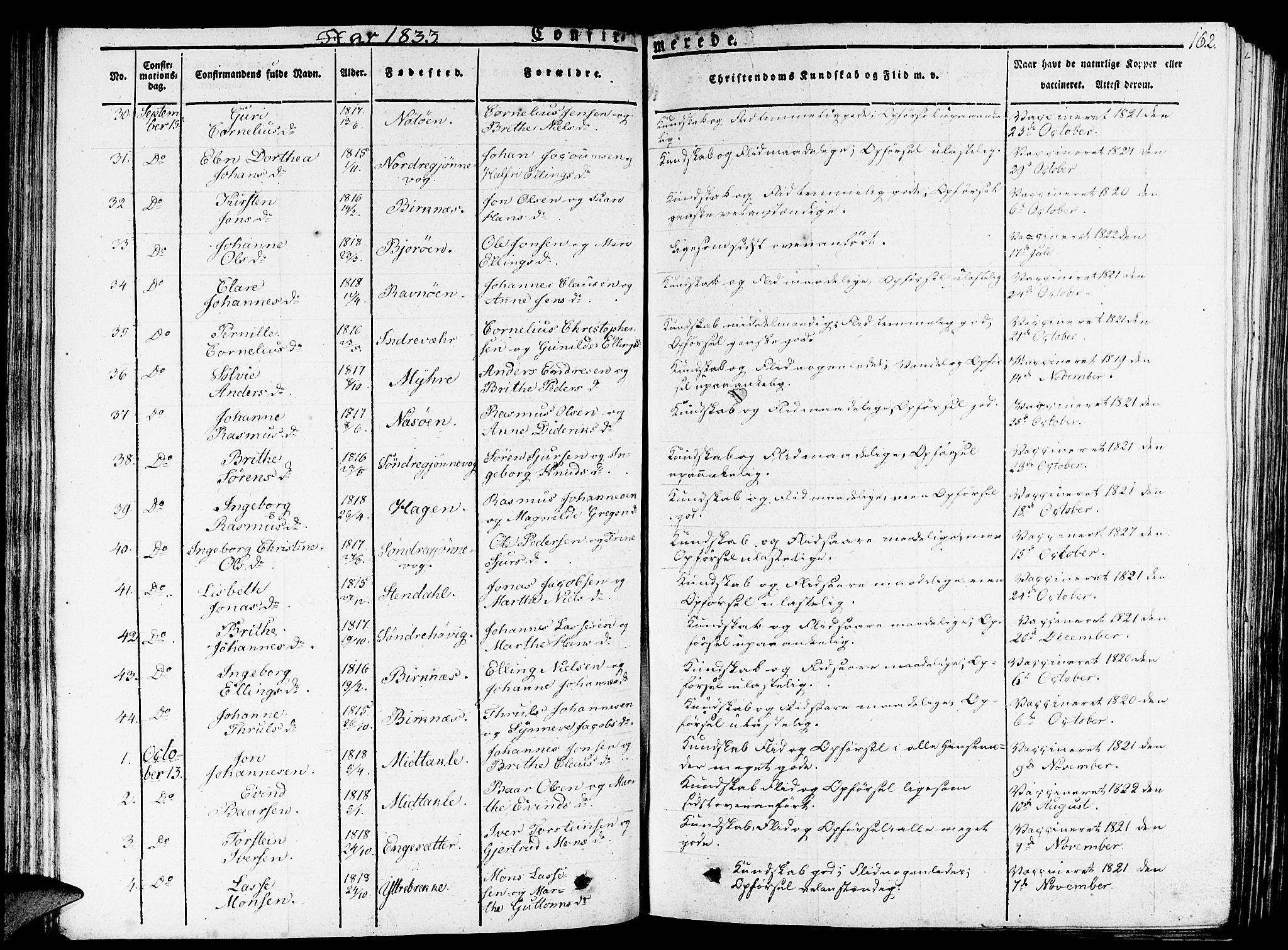 Gulen sokneprestembete, AV/SAB-A-80201/H/Haa/Haaa/L0019: Ministerialbok nr. A 19, 1826-1836, s. 162