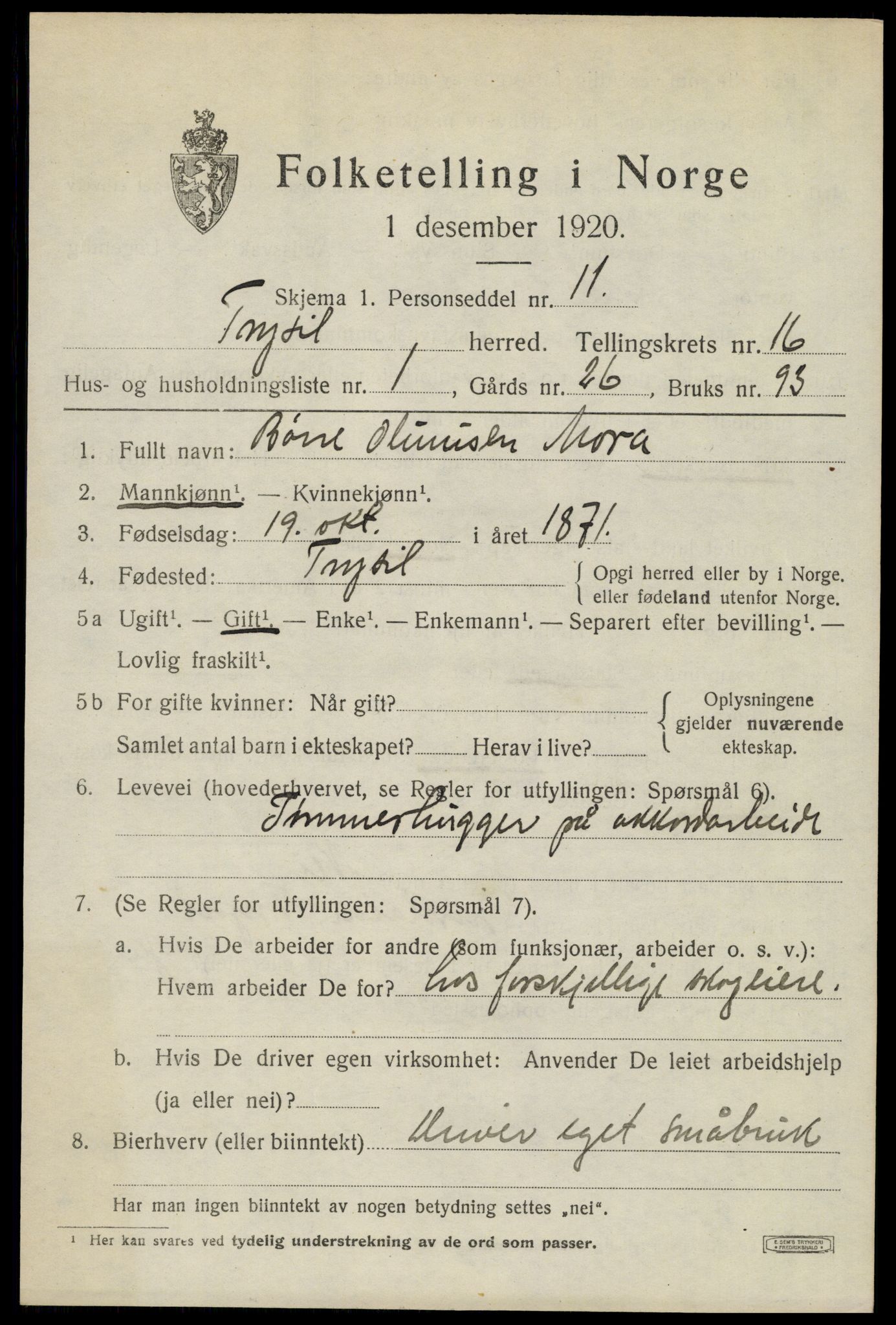 SAH, Folketelling 1920 for 0428 Trysil herred, 1920, s. 9441