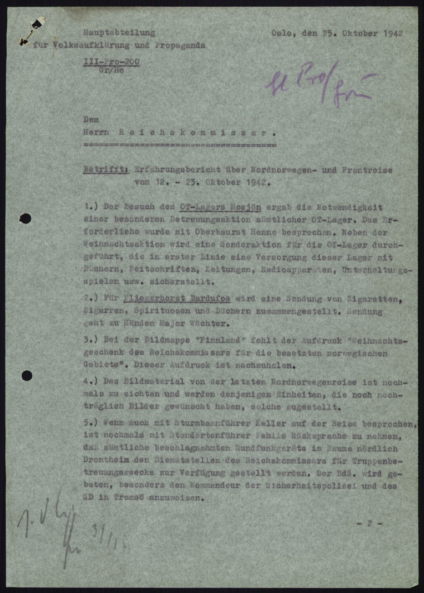 Forsvarets Overkommando. 2 kontor. Arkiv 11.4. Spredte tyske arkivsaker, RA/RAFA-7031/D/Dar/Darb/L0010: Reichskommissariat., 1940-1943, s. 655