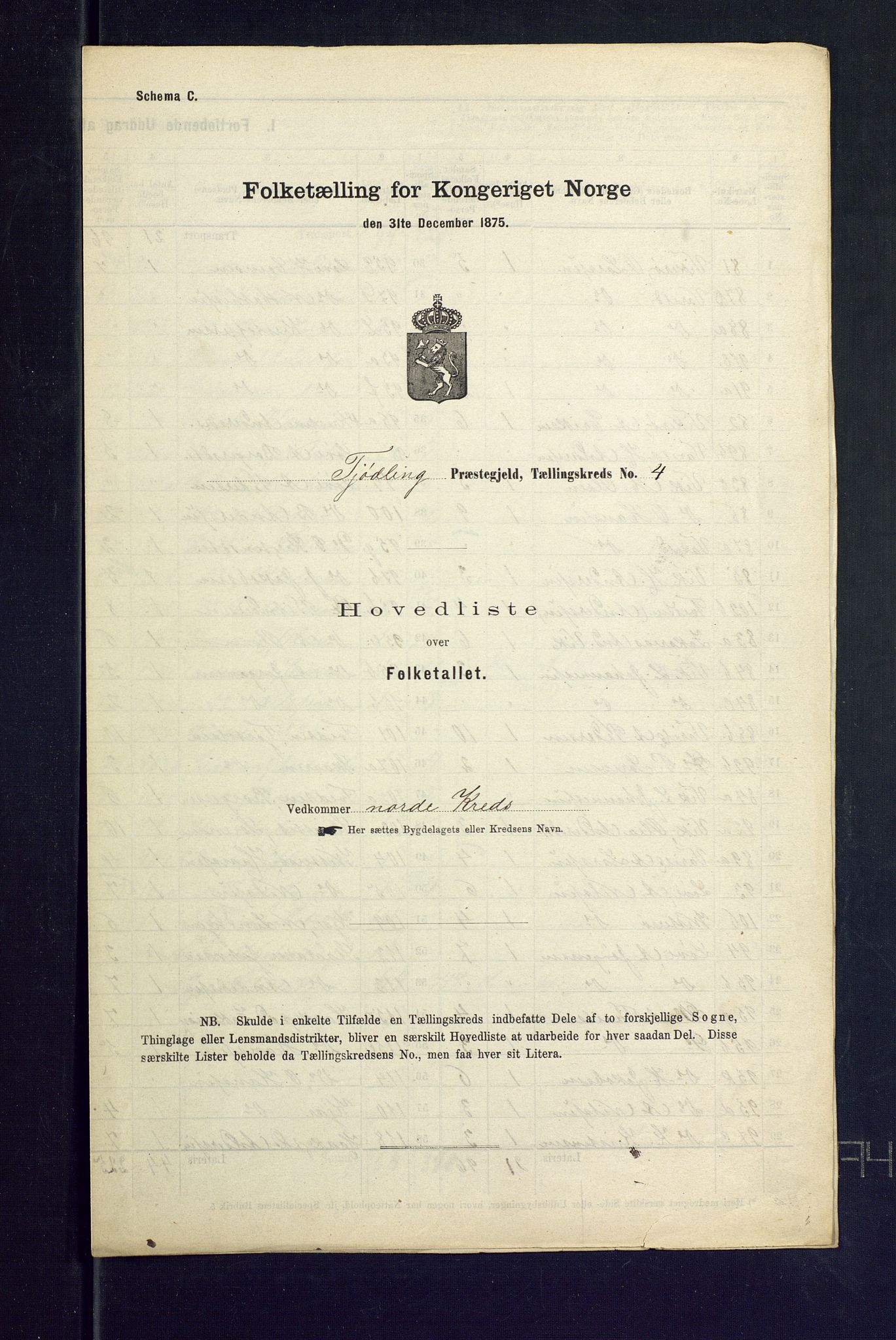 SAKO, Folketelling 1875 for 0725P Tjølling prestegjeld, 1875, s. 18