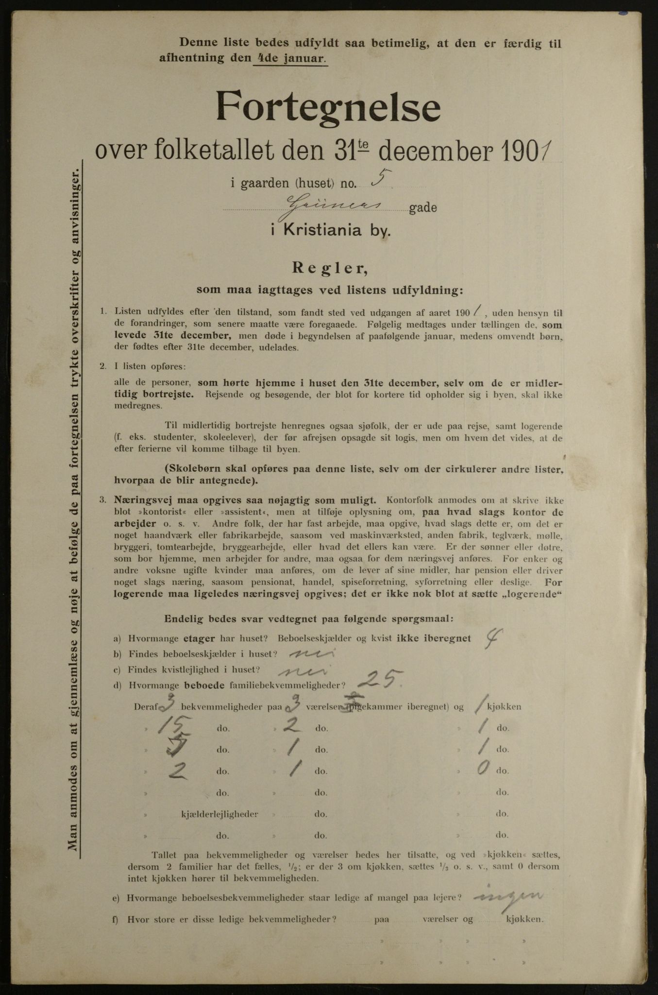 OBA, Kommunal folketelling 31.12.1901 for Kristiania kjøpstad, 1901, s. 4988