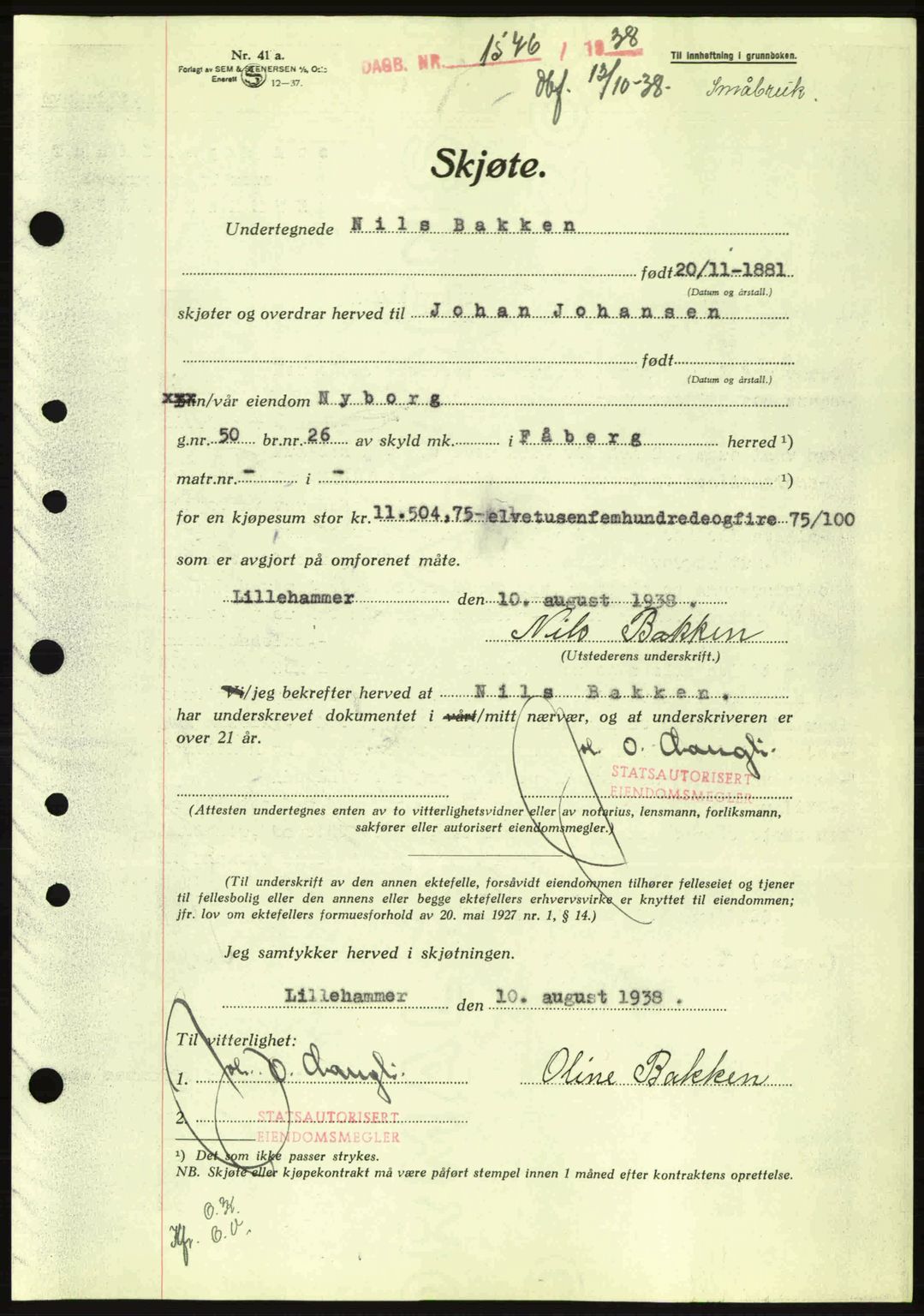 Sør-Gudbrandsdal tingrett, SAH/TING-004/H/Hb/Hbd/L0005: Pantebok nr. A5, 1938-1939, Dagboknr: 1576/1938