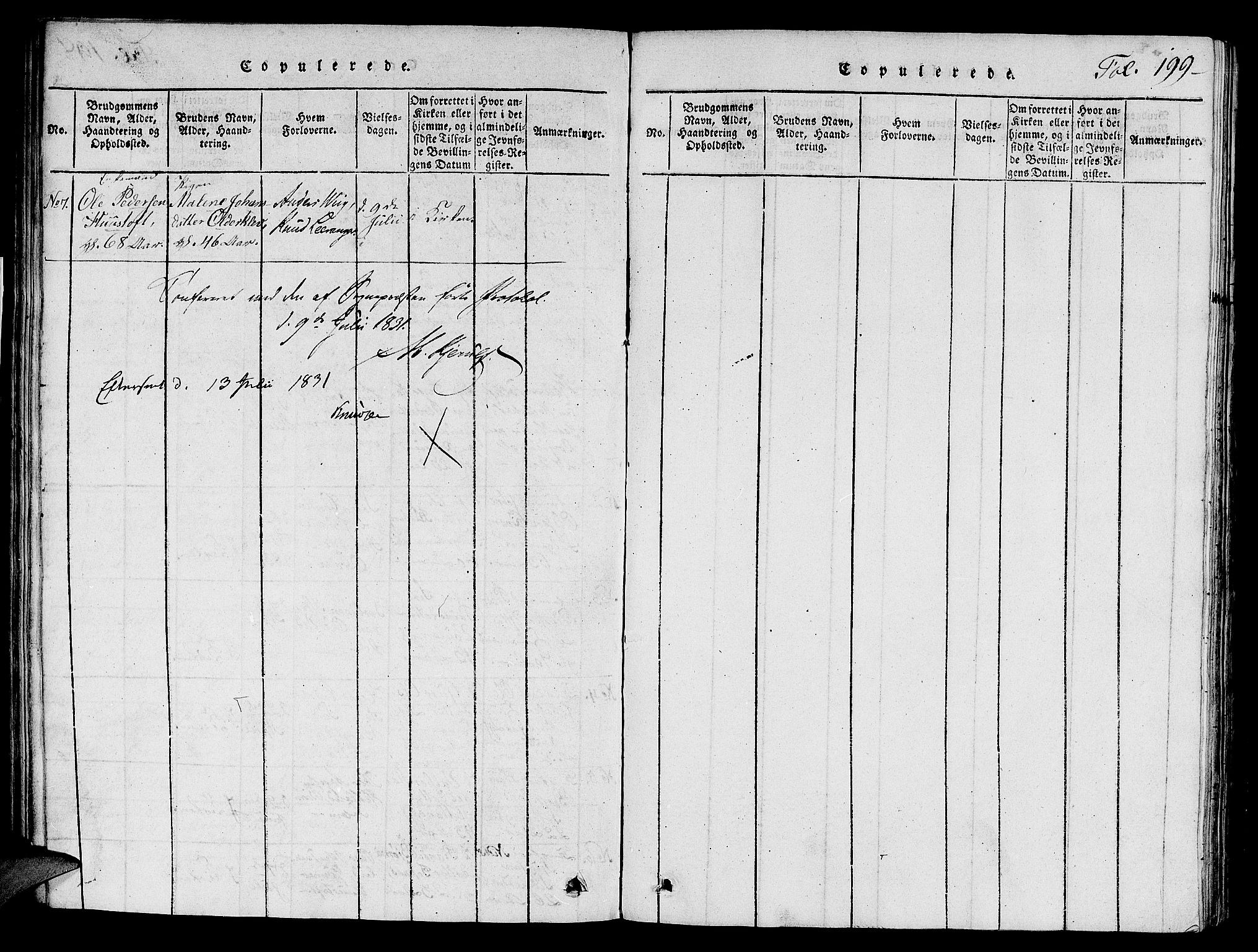 Nedstrand sokneprestkontor, SAST/A-101841/01/V: Klokkerbok nr. B 1 /1, 1816-1847, s. 199