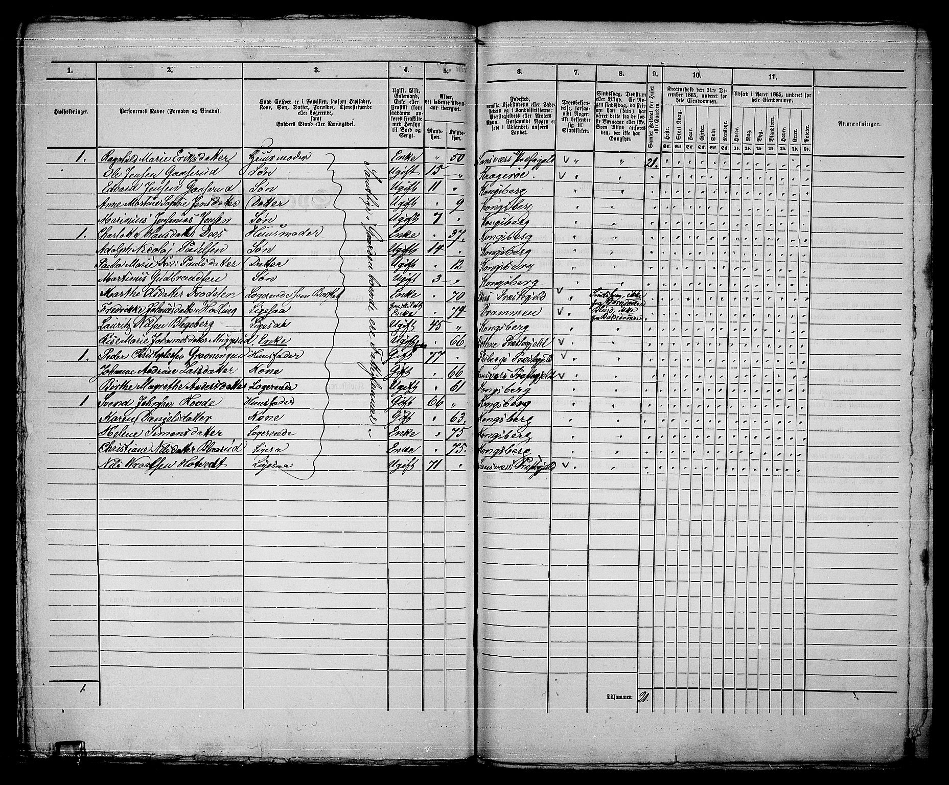 RA, Folketelling 1865 for 0604B Kongsberg prestegjeld, Kongsberg kjøpstad, 1865, s. 459