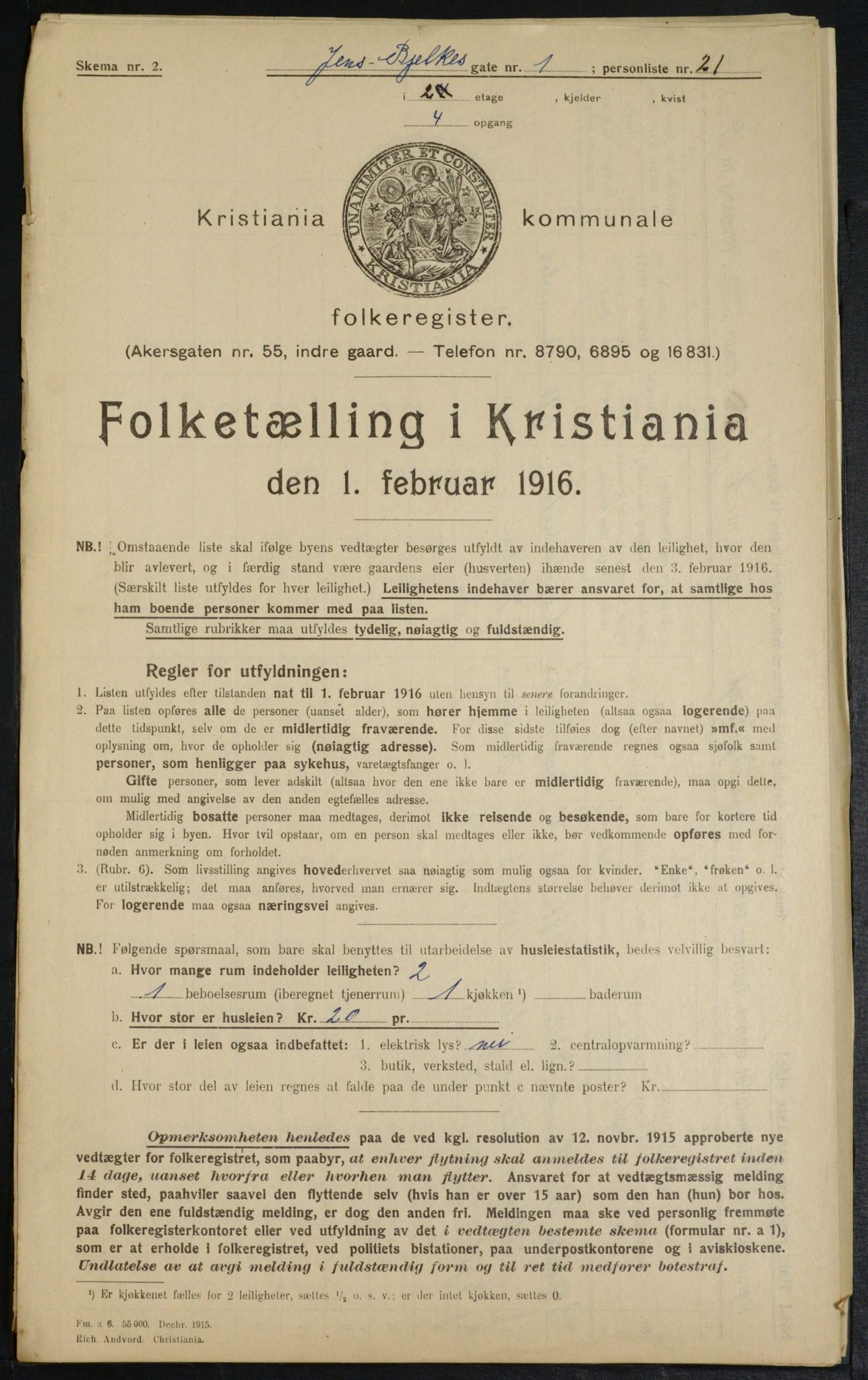 OBA, Kommunal folketelling 1.2.1916 for Kristiania, 1916, s. 46546