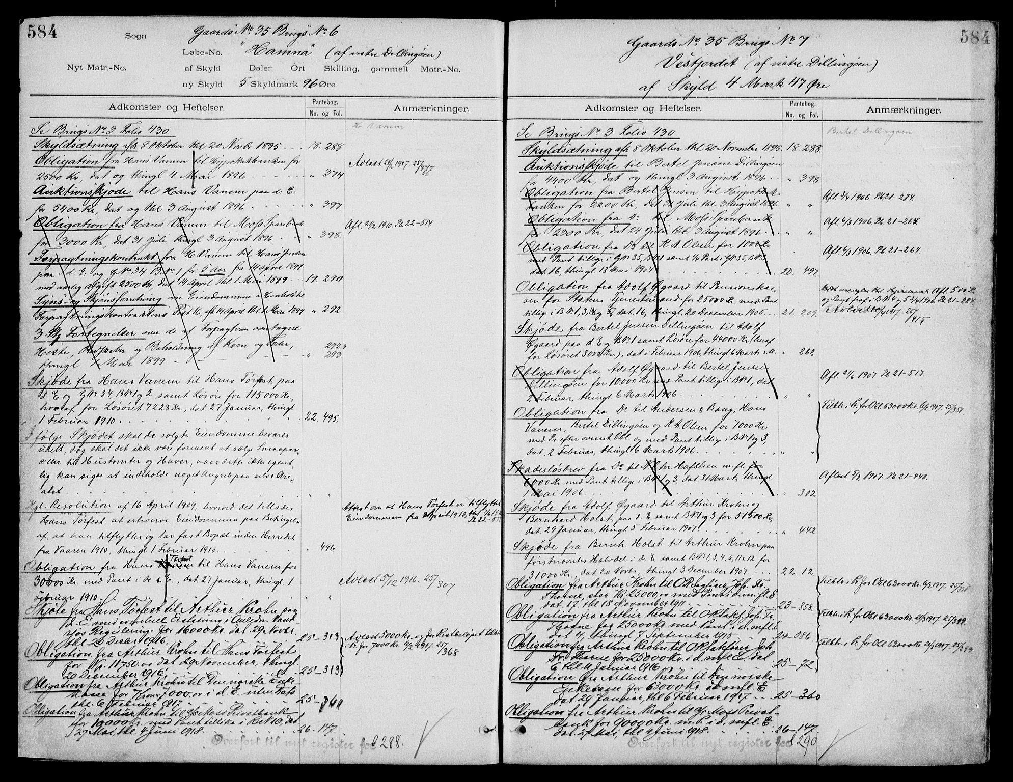 Moss sorenskriveri, SAO/A-10168: Panteregister nr. IV 3b, 1769-1926, s. 584
