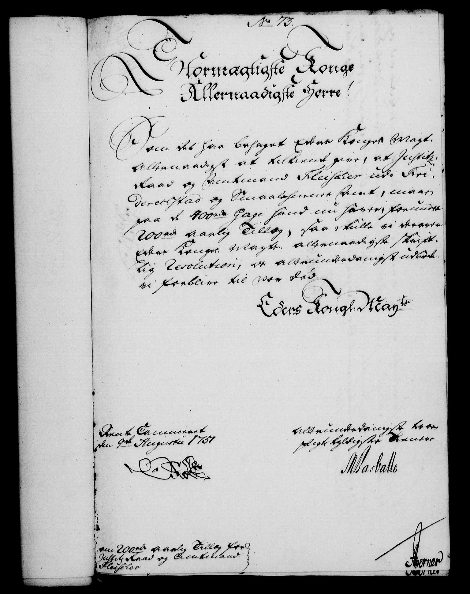 Rentekammeret, Kammerkanselliet, RA/EA-3111/G/Gf/Gfa/L0033: Norsk relasjons- og resolusjonsprotokoll (merket RK 52.33), 1751, s. 381