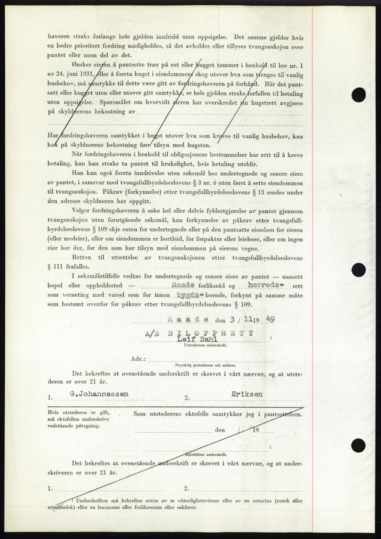 Moss sorenskriveri, SAO/A-10168: Pantebok nr. B23, 1949-1950, Dagboknr: 3429/1949