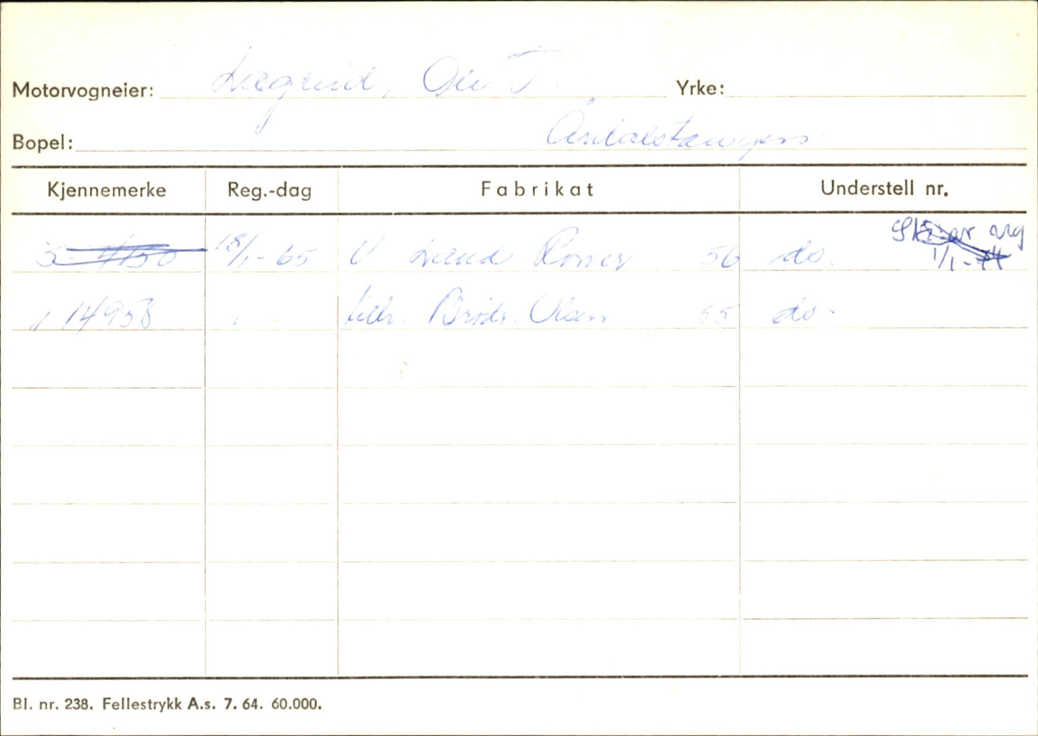 Statens vegvesen, Sogn og Fjordane vegkontor, AV/SAB-A-5301/4/F/L0145: Registerkort Vågsøy S-Å. Årdal I-P, 1945-1975, s. 1567