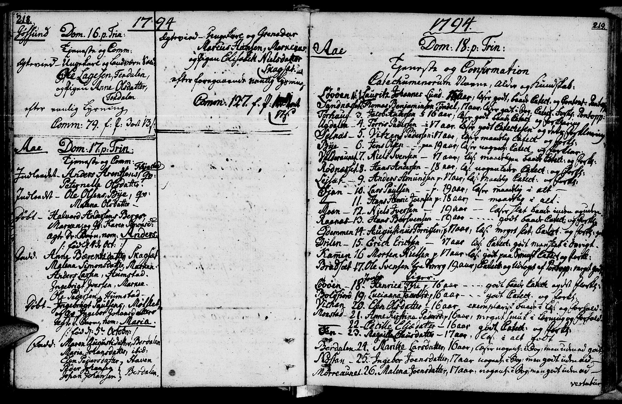 Ministerialprotokoller, klokkerbøker og fødselsregistre - Sør-Trøndelag, SAT/A-1456/655/L0673: Ministerialbok nr. 655A02, 1780-1801, s. 218-219
