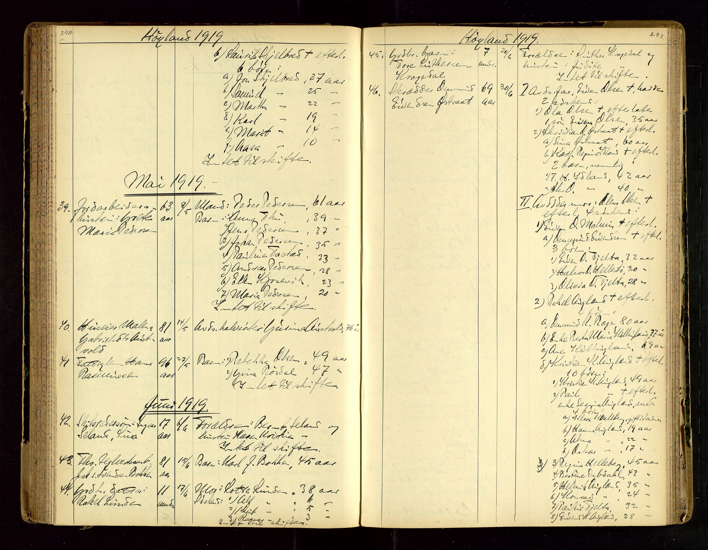 Jæren sorenskriveri, AV/SAST-A-100310/01/5/52/52B/L0003: DØDSFALLPROTOKOLL, 1910-1916, s. 292-293