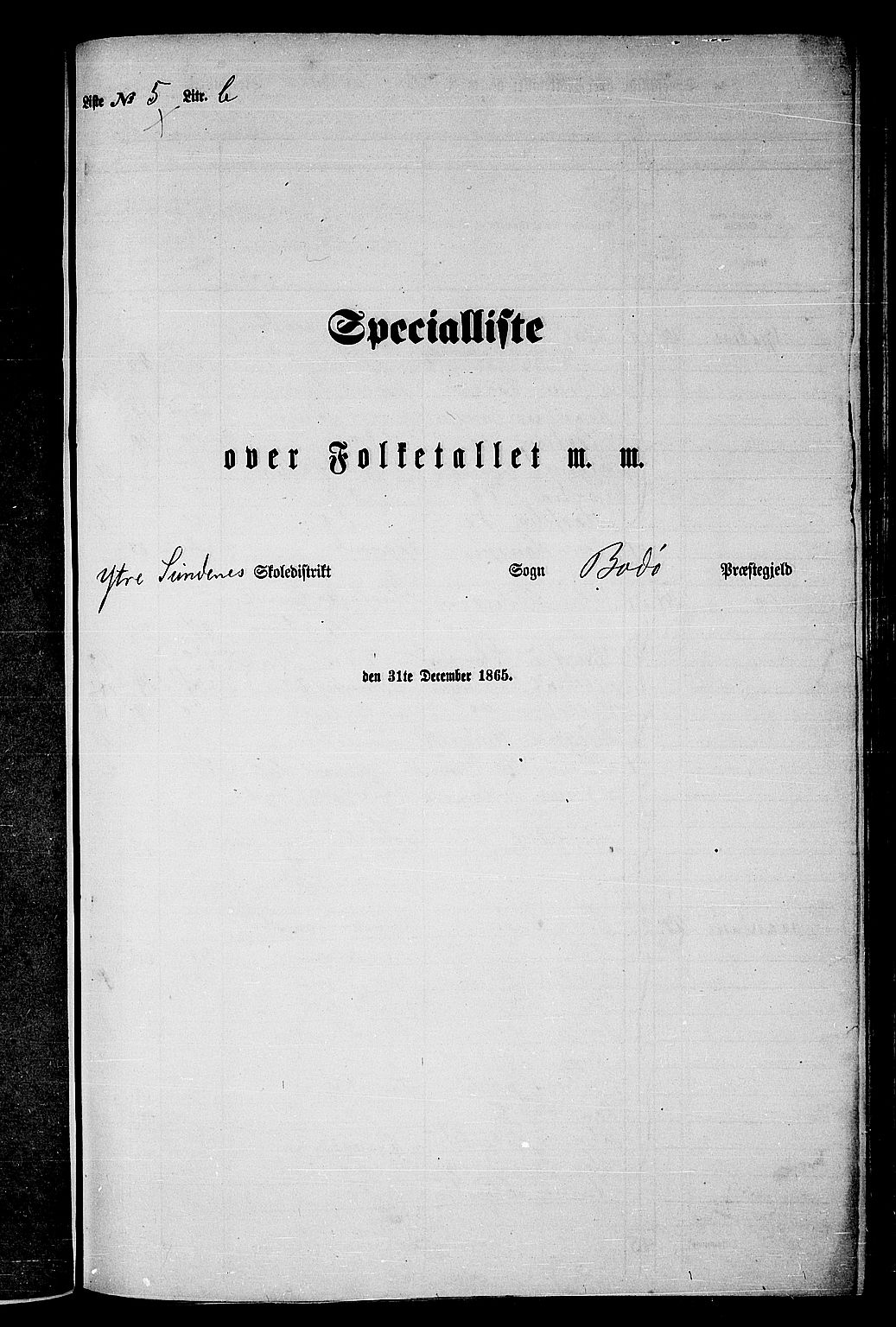 RA, Folketelling 1865 for 1843L Bodø prestegjeld, Bodø landsokn, 1865, s. 105