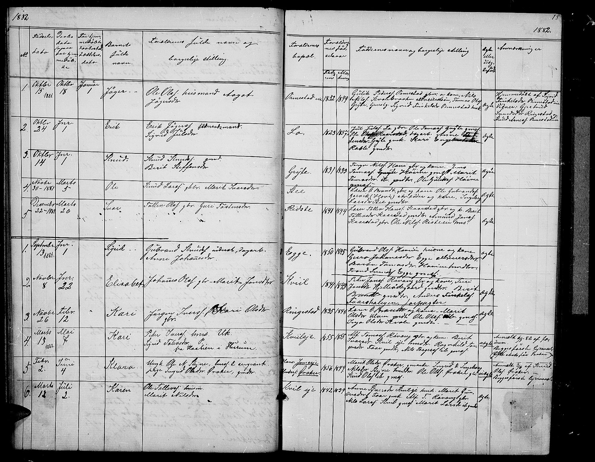 Vestre Slidre prestekontor, AV/SAH-PREST-136/H/Ha/Hab/L0002: Klokkerbok nr. 2, 1869-1882, s. 18