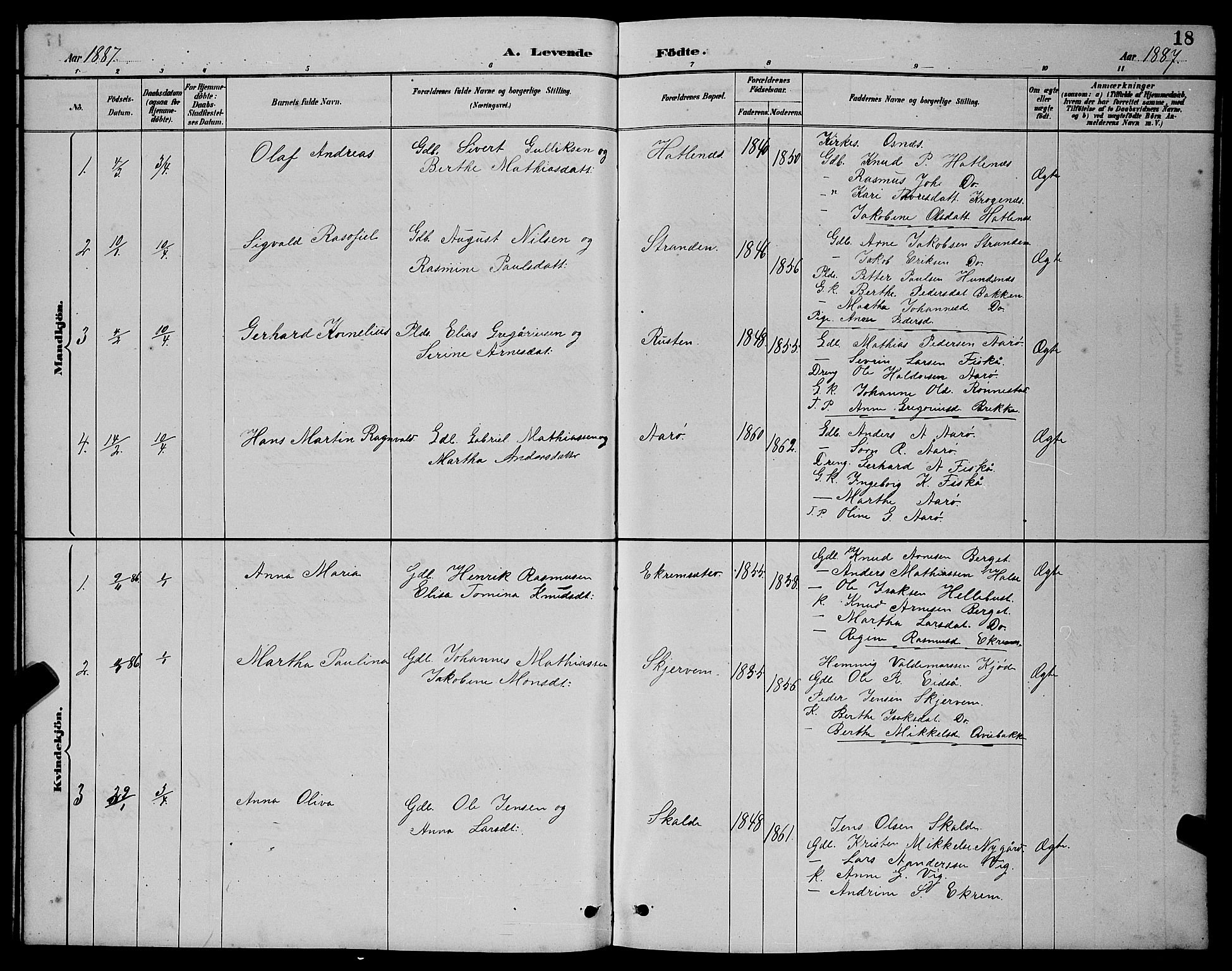 Ministerialprotokoller, klokkerbøker og fødselsregistre - Møre og Romsdal, AV/SAT-A-1454/501/L0017: Klokkerbok nr. 501C03, 1885-1901, s. 18