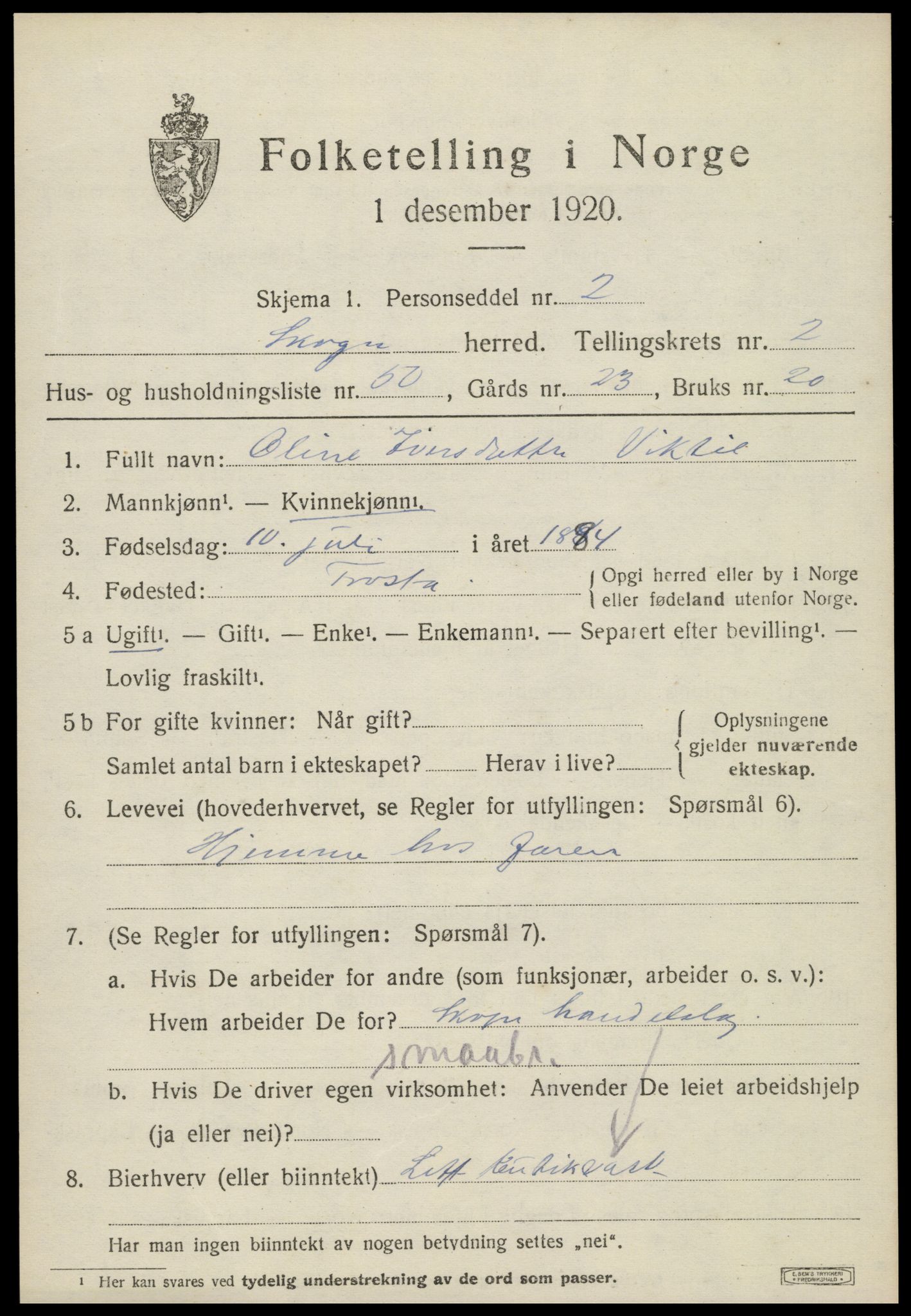 SAT, Folketelling 1920 for 1719 Skogn herred, 1920, s. 3575