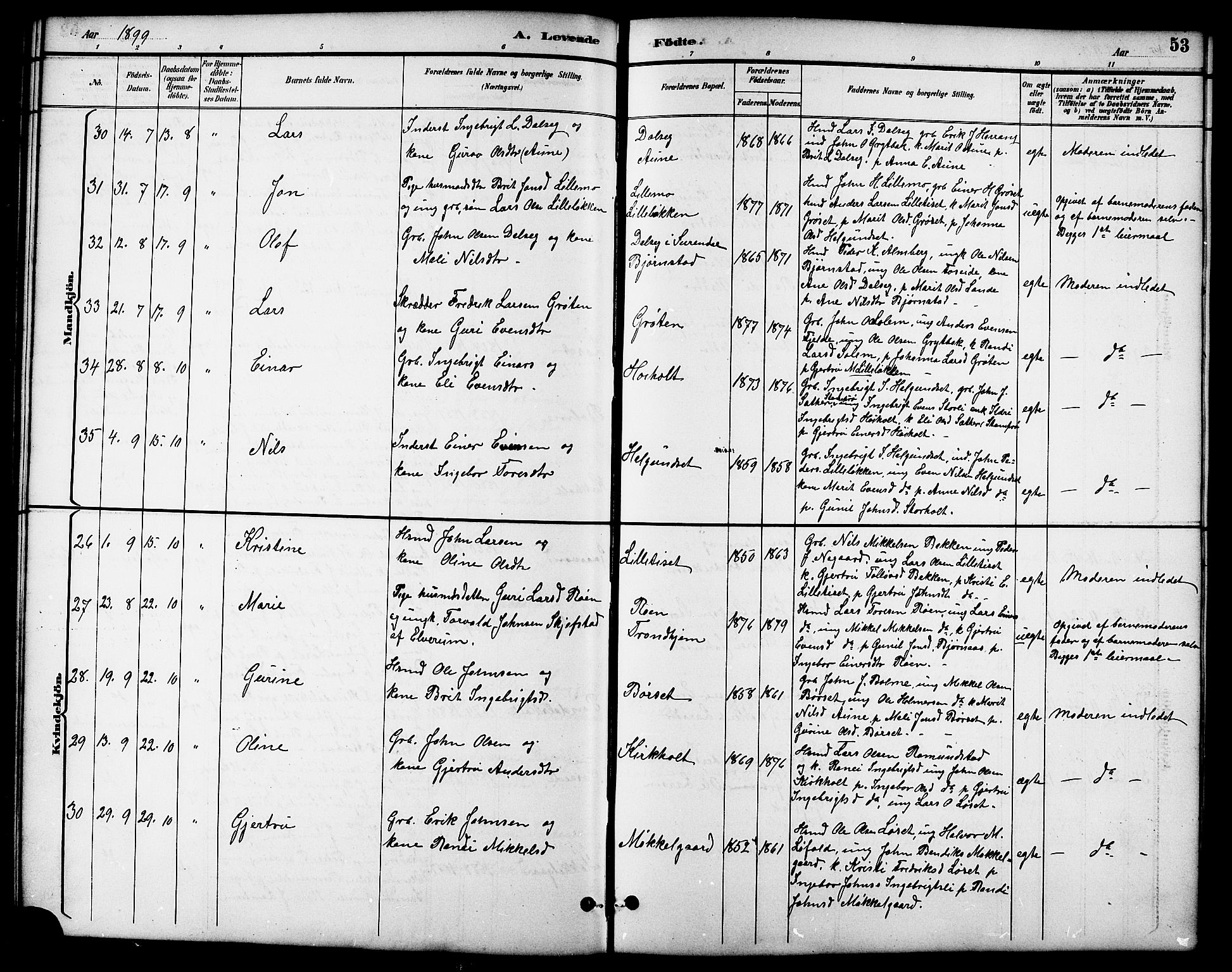 Ministerialprotokoller, klokkerbøker og fødselsregistre - Møre og Romsdal, SAT/A-1454/598/L1078: Klokkerbok nr. 598C03, 1892-1909, s. 53