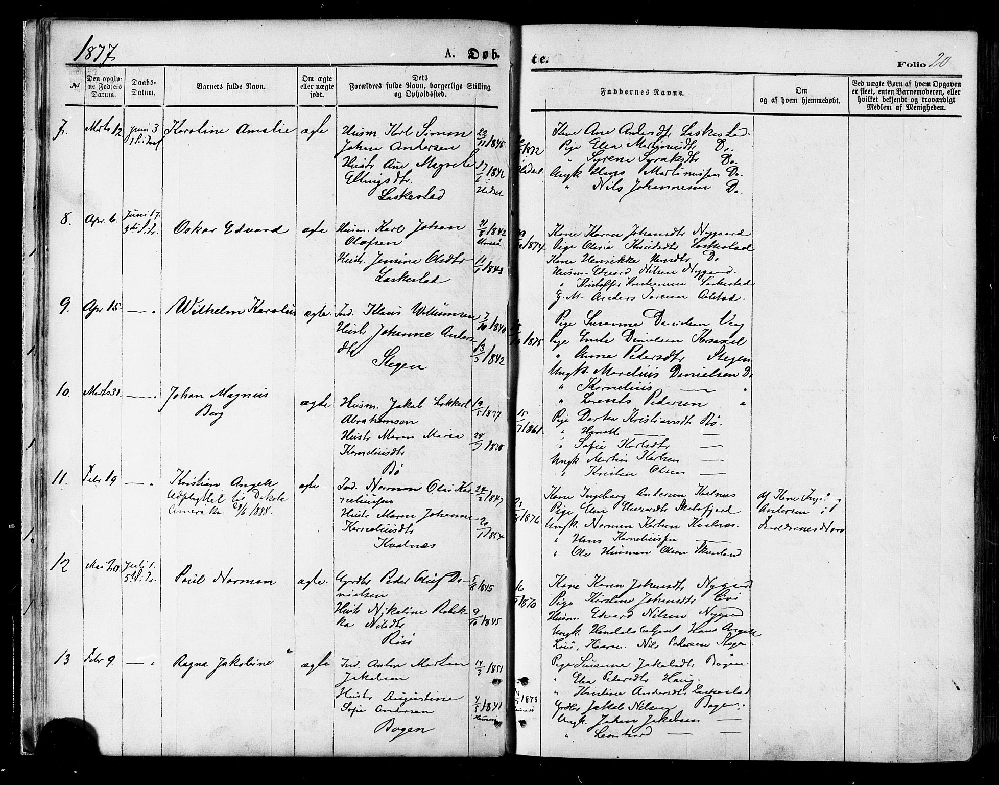 Ministerialprotokoller, klokkerbøker og fødselsregistre - Nordland, AV/SAT-A-1459/855/L0802: Ministerialbok nr. 855A10, 1875-1886, s. 20