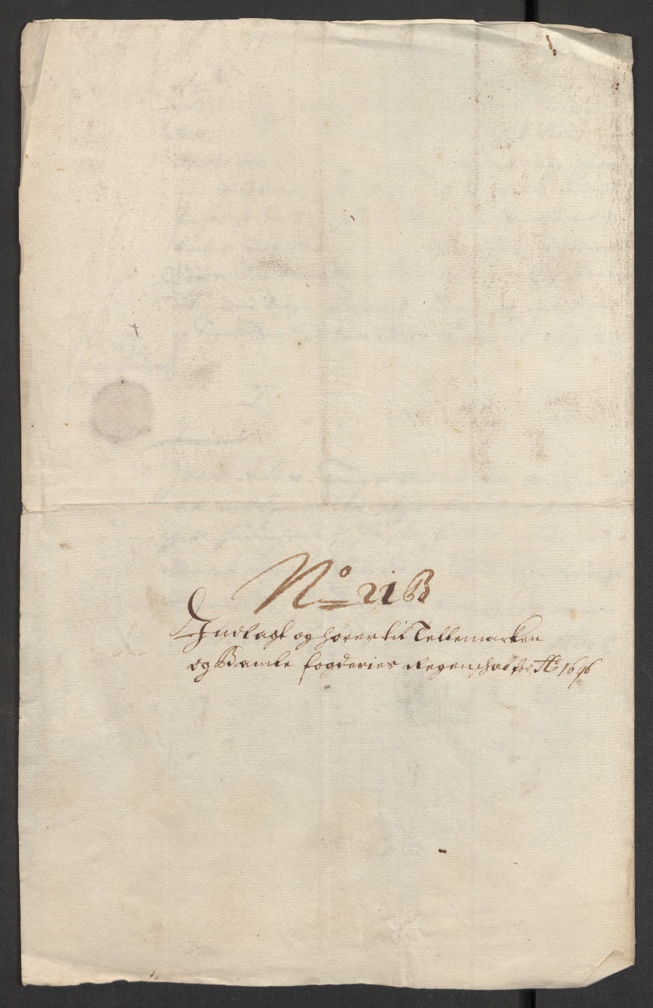 Rentekammeret inntil 1814, Reviderte regnskaper, Fogderegnskap, RA/EA-4092/R36/L2095: Fogderegnskap Øvre og Nedre Telemark og Bamble, 1696, s. 190