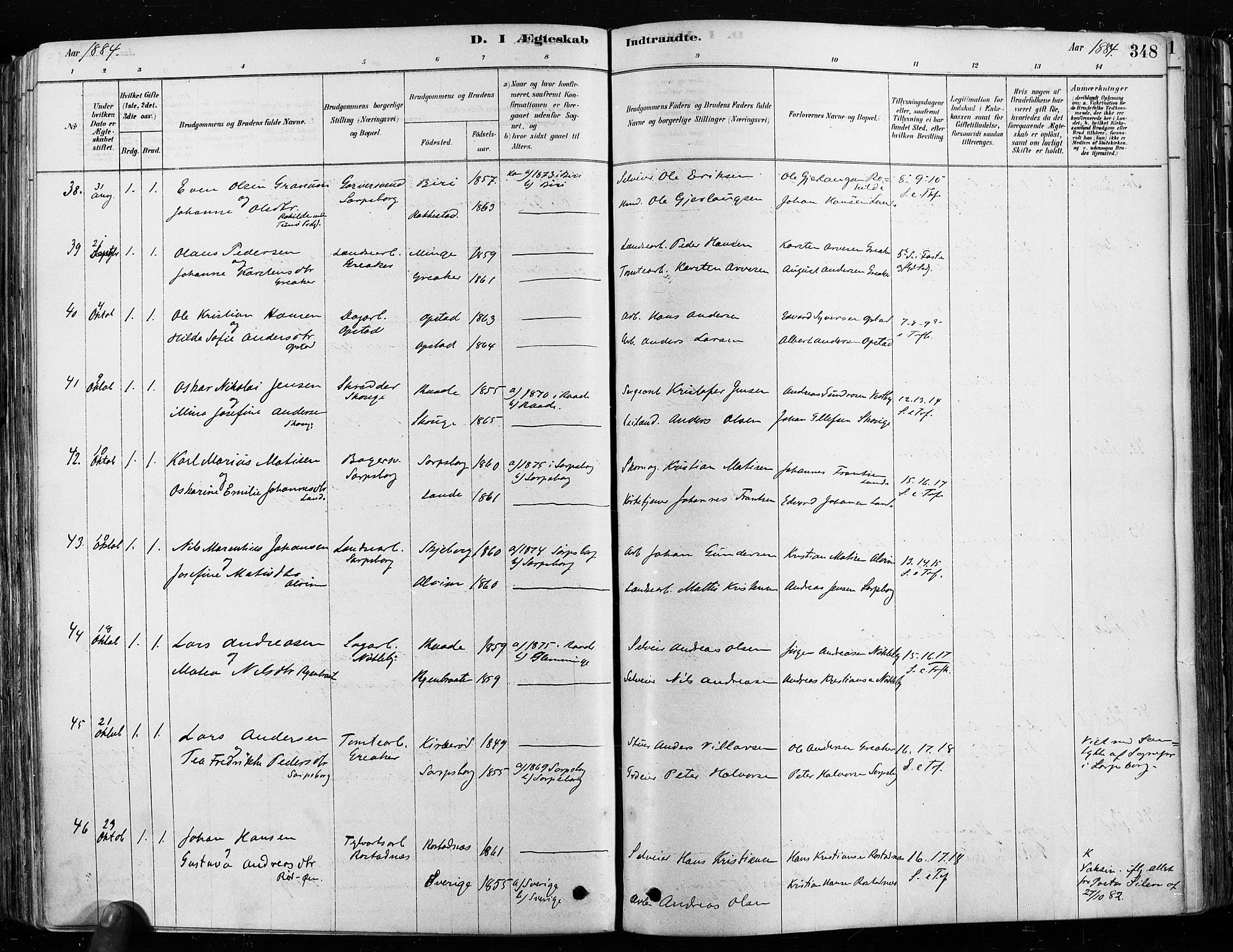 Tune prestekontor Kirkebøker, AV/SAO-A-2007/F/Fa/L0017: Ministerialbok nr. 17, 1878-1887, s. 348