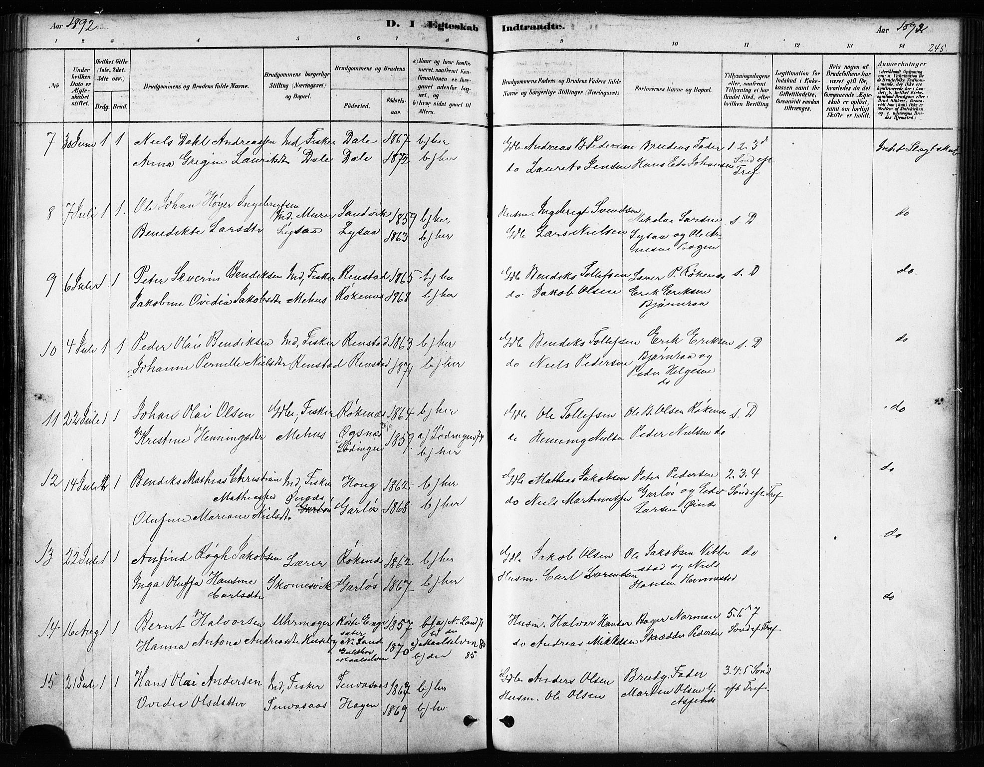 Kvæfjord sokneprestkontor, AV/SATØ-S-1323/G/Ga/Gaa/L0005kirke: Ministerialbok nr. 5, 1878-1894, s. 245