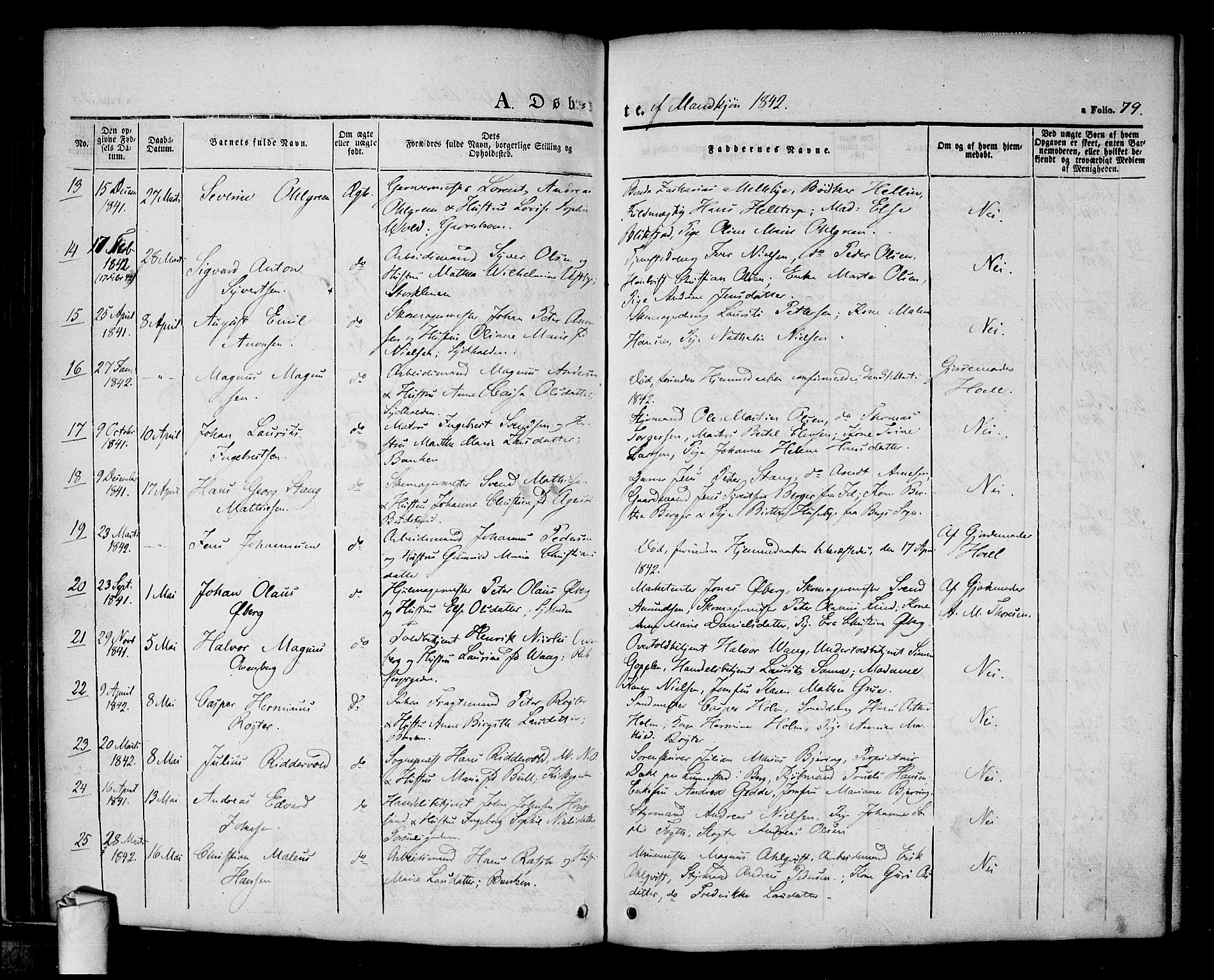 Halden prestekontor Kirkebøker, SAO/A-10909/F/Fa/L0005: Ministerialbok nr. I 5, 1834-1845, s. 79