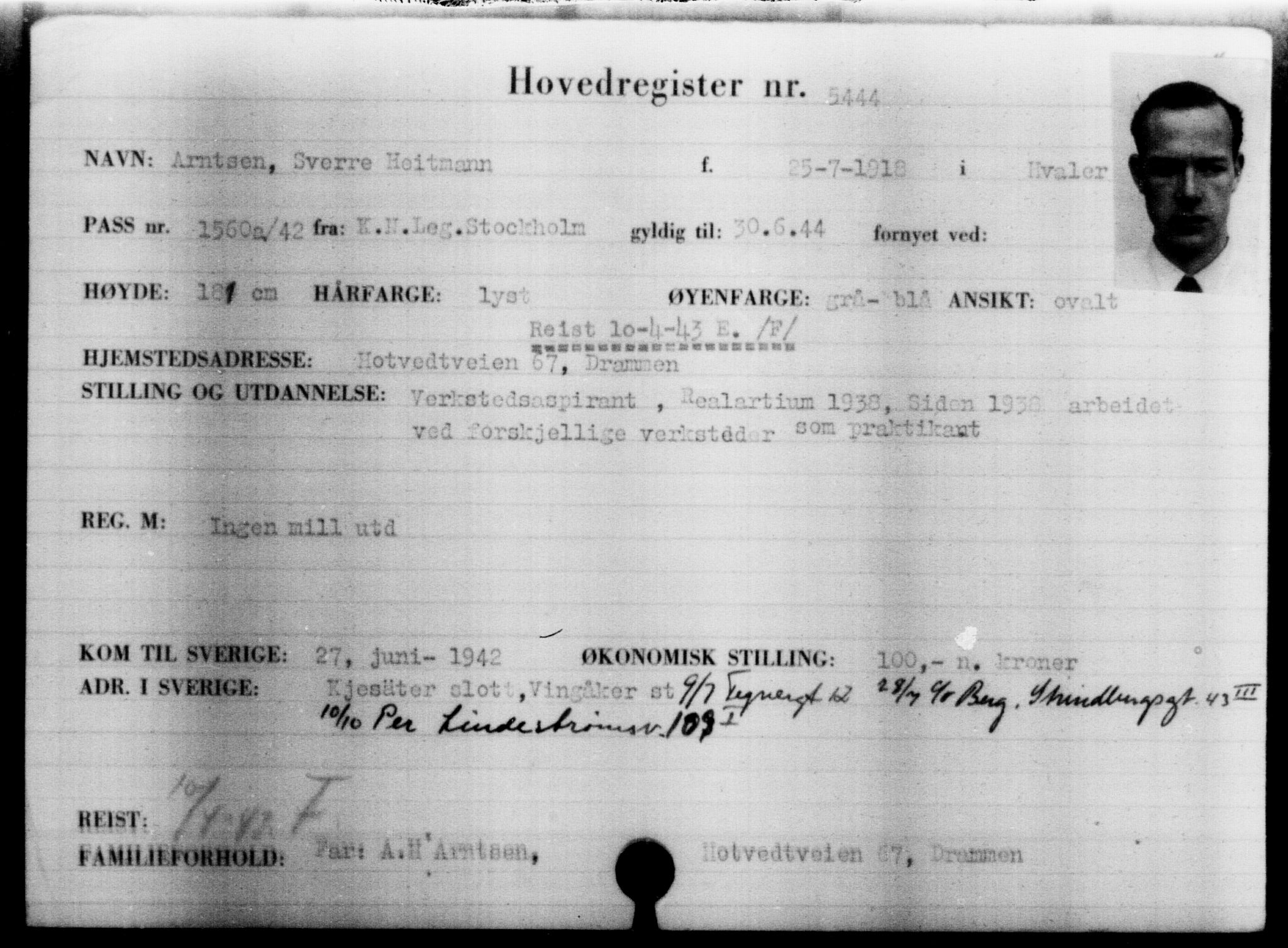 Utenriksstasjonene, Legasjonen i Stockholm, Flyktningkontoret, AV/RA-S-6753/V/Va/L0004: Kjesäterkartoteket, flyktninger med registreringsnr. 3496-6610, 1940-1945, s. 2247