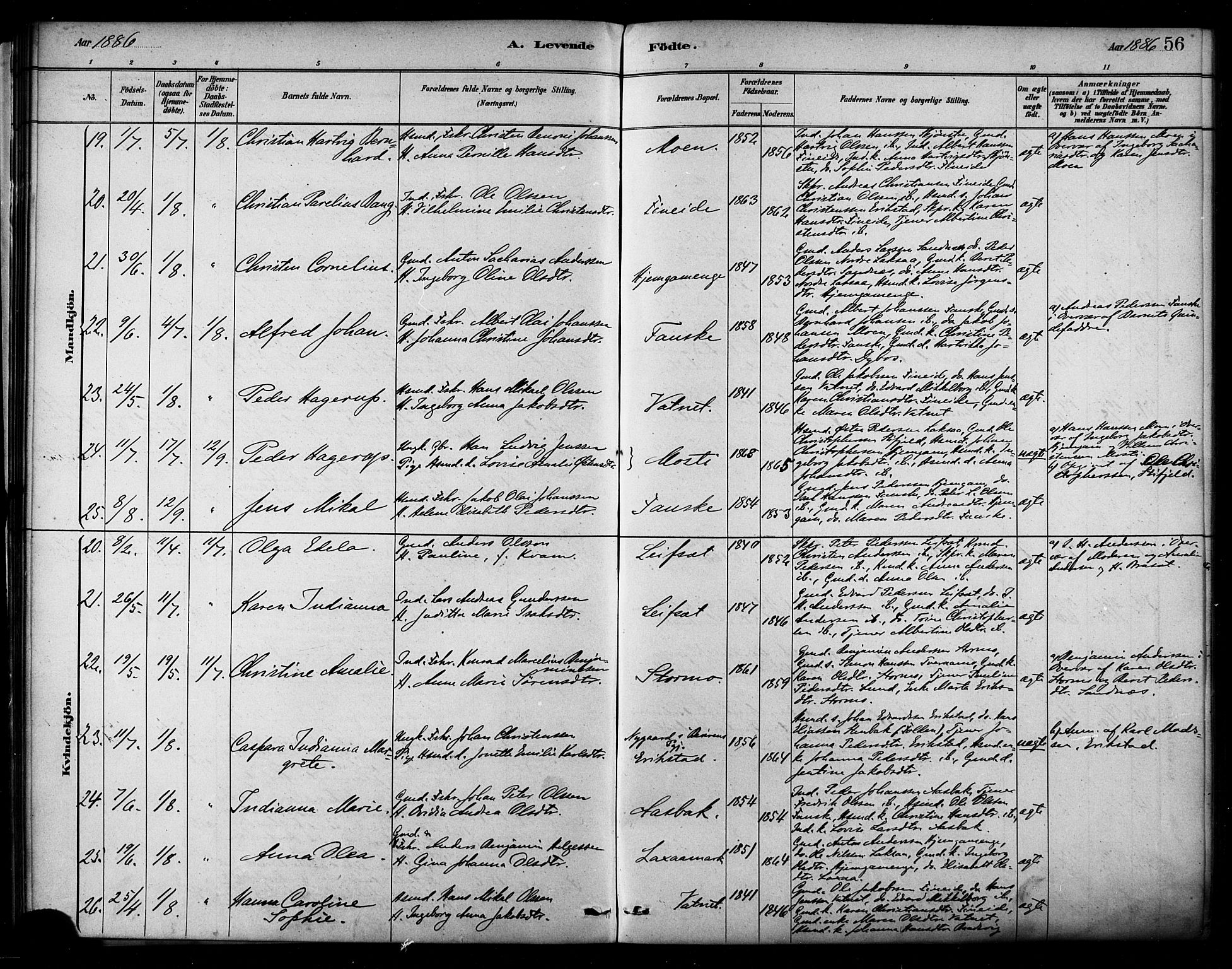 Ministerialprotokoller, klokkerbøker og fødselsregistre - Nordland, AV/SAT-A-1459/849/L0689: Ministerialbok nr. 849A01, 1879-1889, s. 56