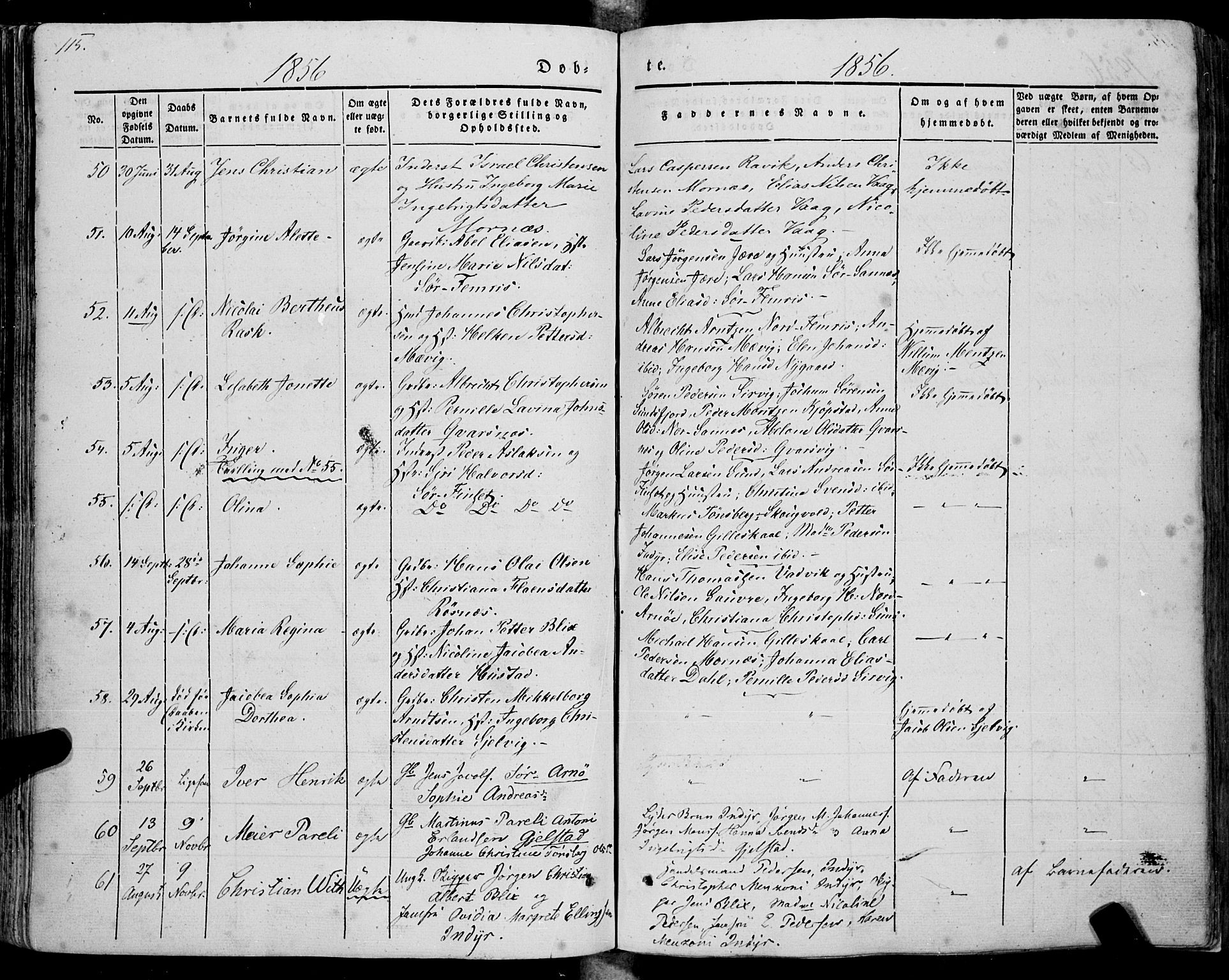 Ministerialprotokoller, klokkerbøker og fødselsregistre - Nordland, SAT/A-1459/805/L0097: Ministerialbok nr. 805A04, 1837-1861, s. 115