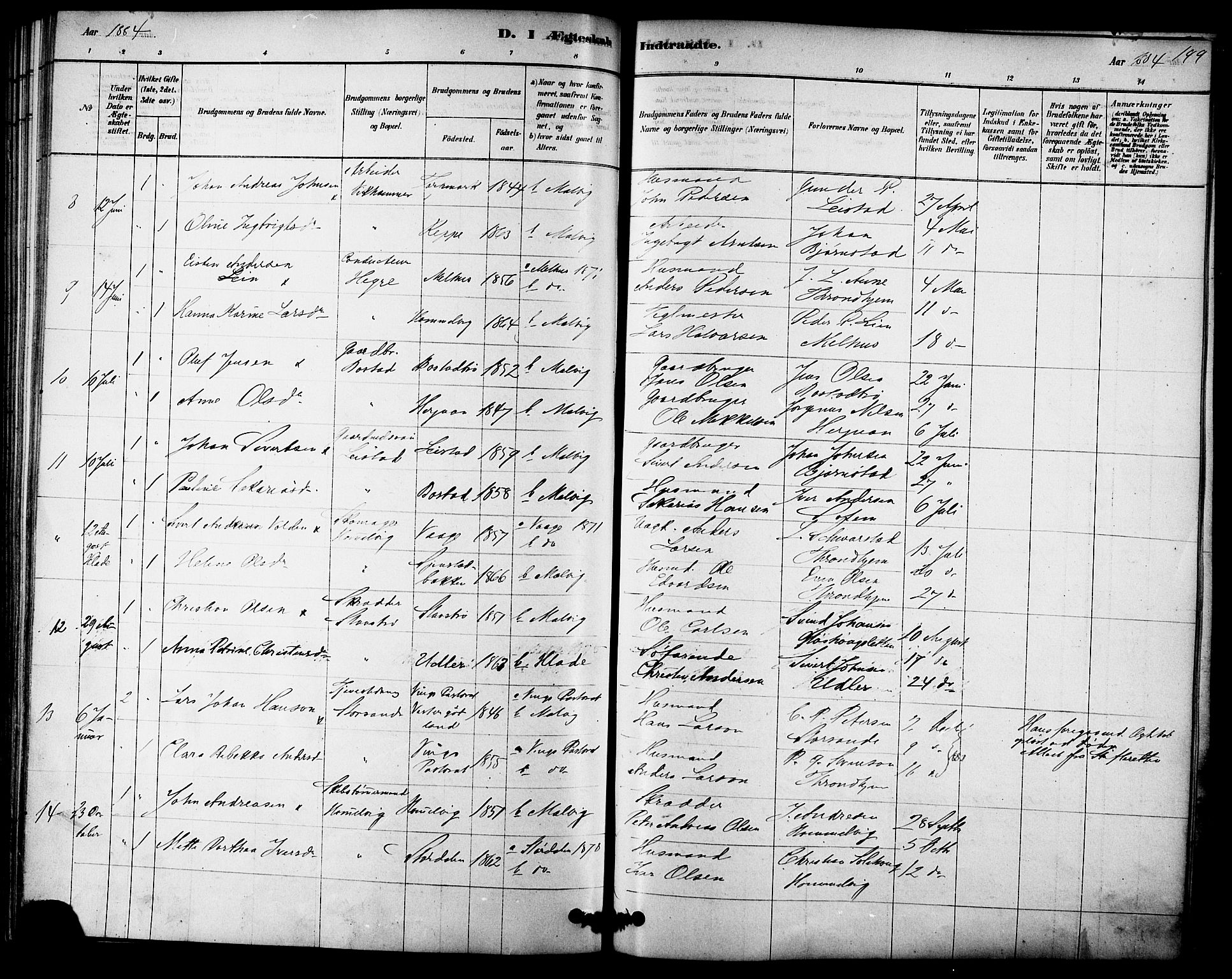 Ministerialprotokoller, klokkerbøker og fødselsregistre - Sør-Trøndelag, SAT/A-1456/616/L0410: Ministerialbok nr. 616A07, 1878-1893, s. 199
