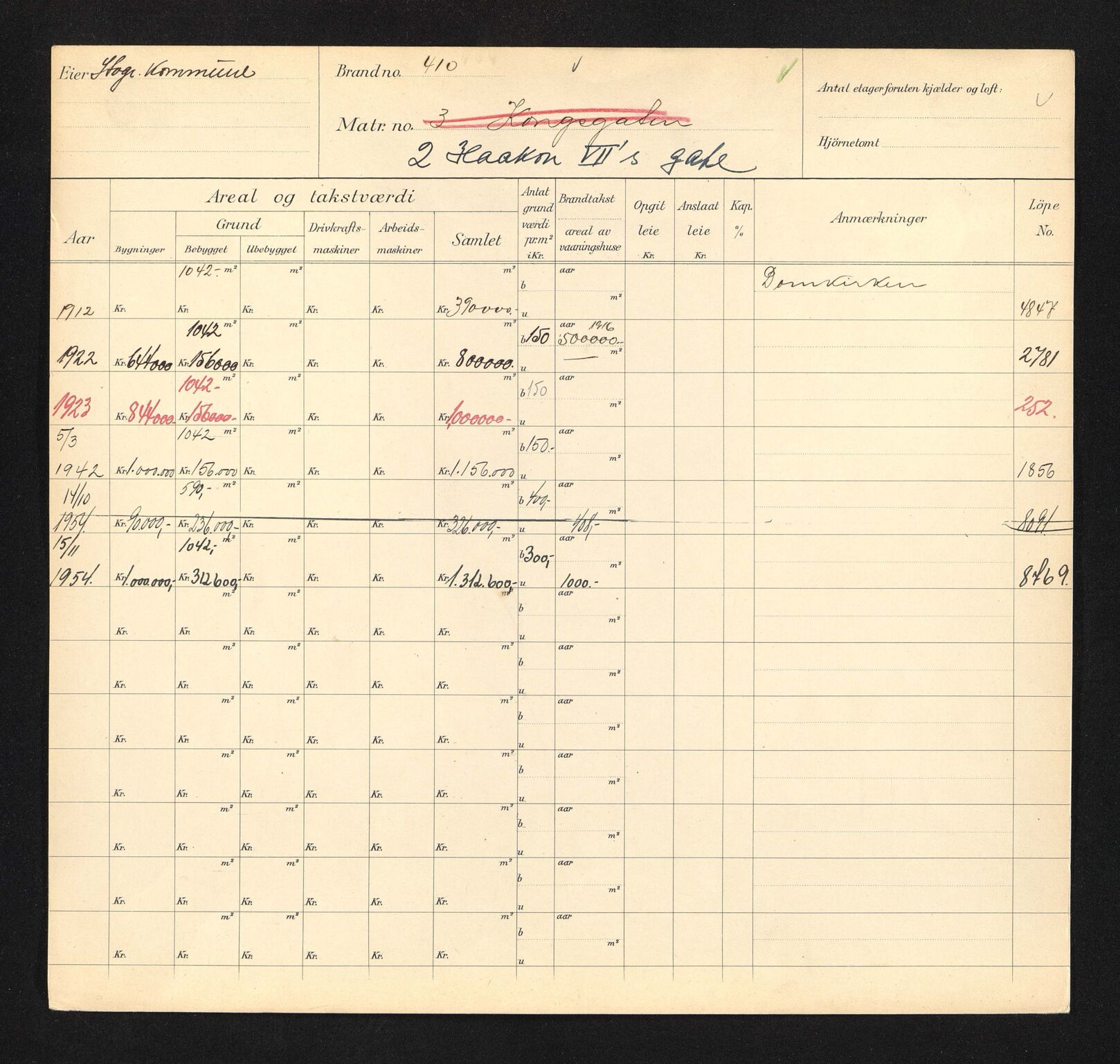 Stavanger kommune. Skattetakstvesenet, BYST/A-0440/F/Fa/Faa/L0015/0007: Skattetakstkort / Haakon VIIs gate 1 - Hafrsfjordsgata 19