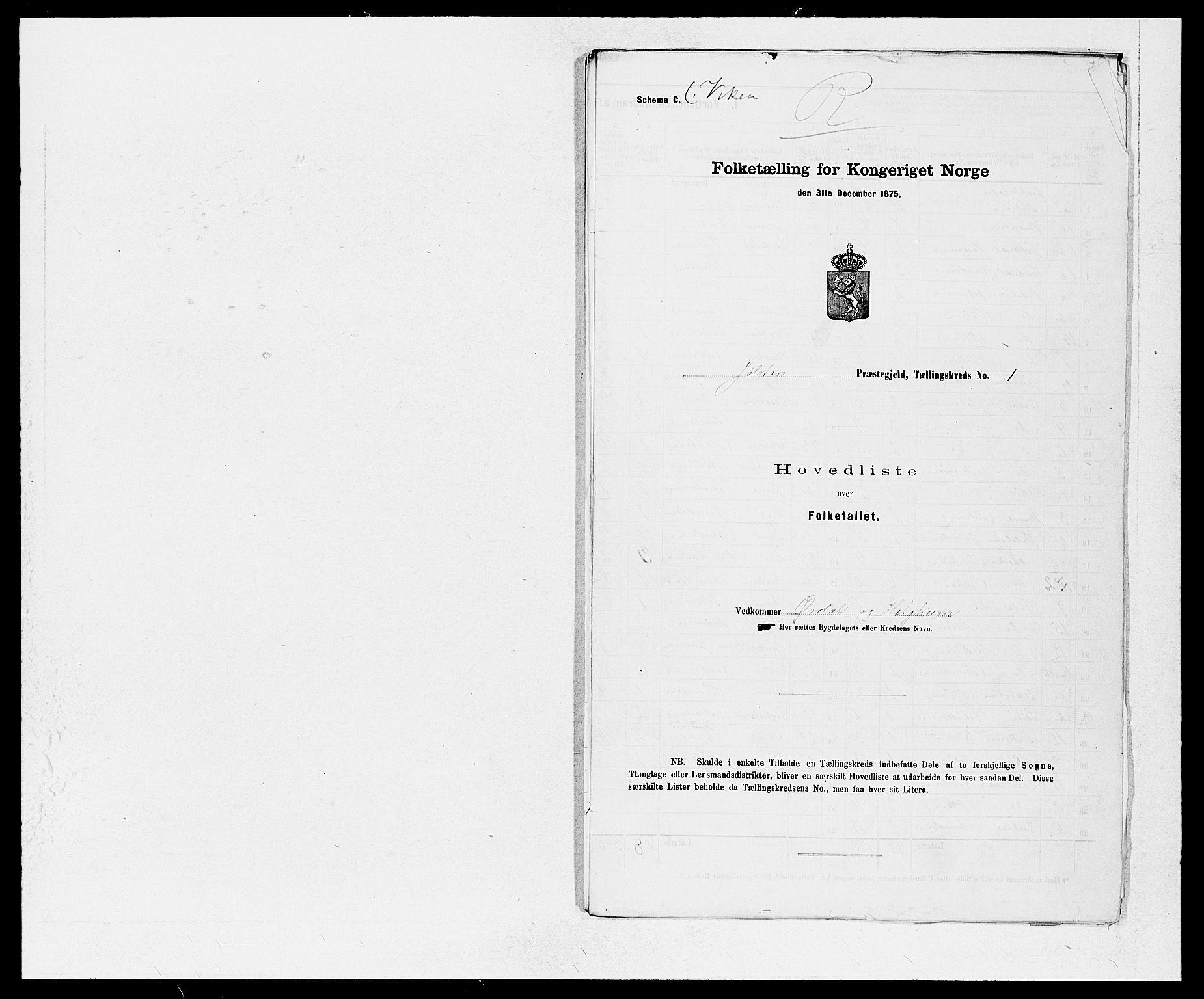 SAB, Folketelling 1875 for 1431P Jølster prestegjeld, 1875, s. 2
