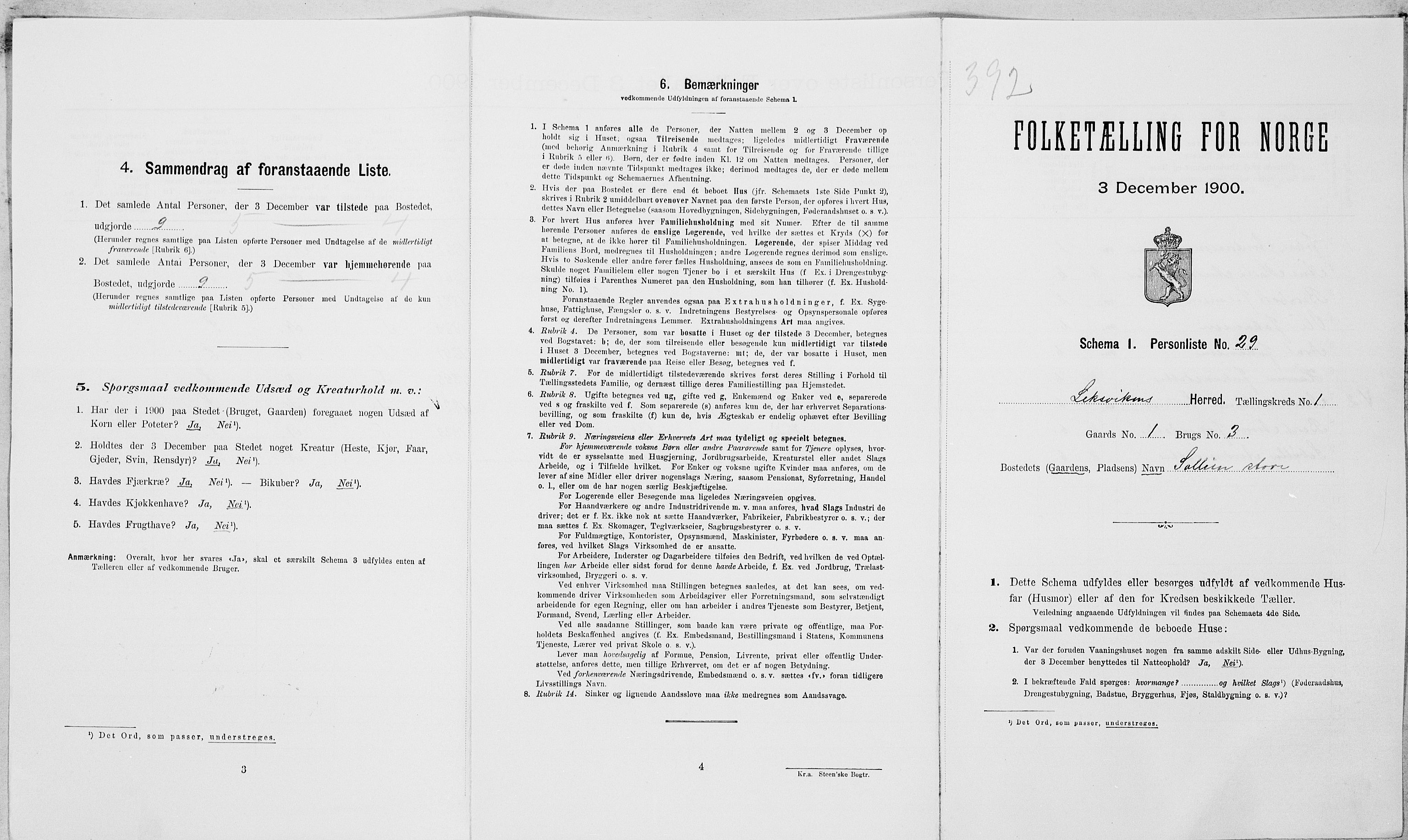 SAT, Folketelling 1900 for 1718 Leksvik herred, 1900, s. 124
