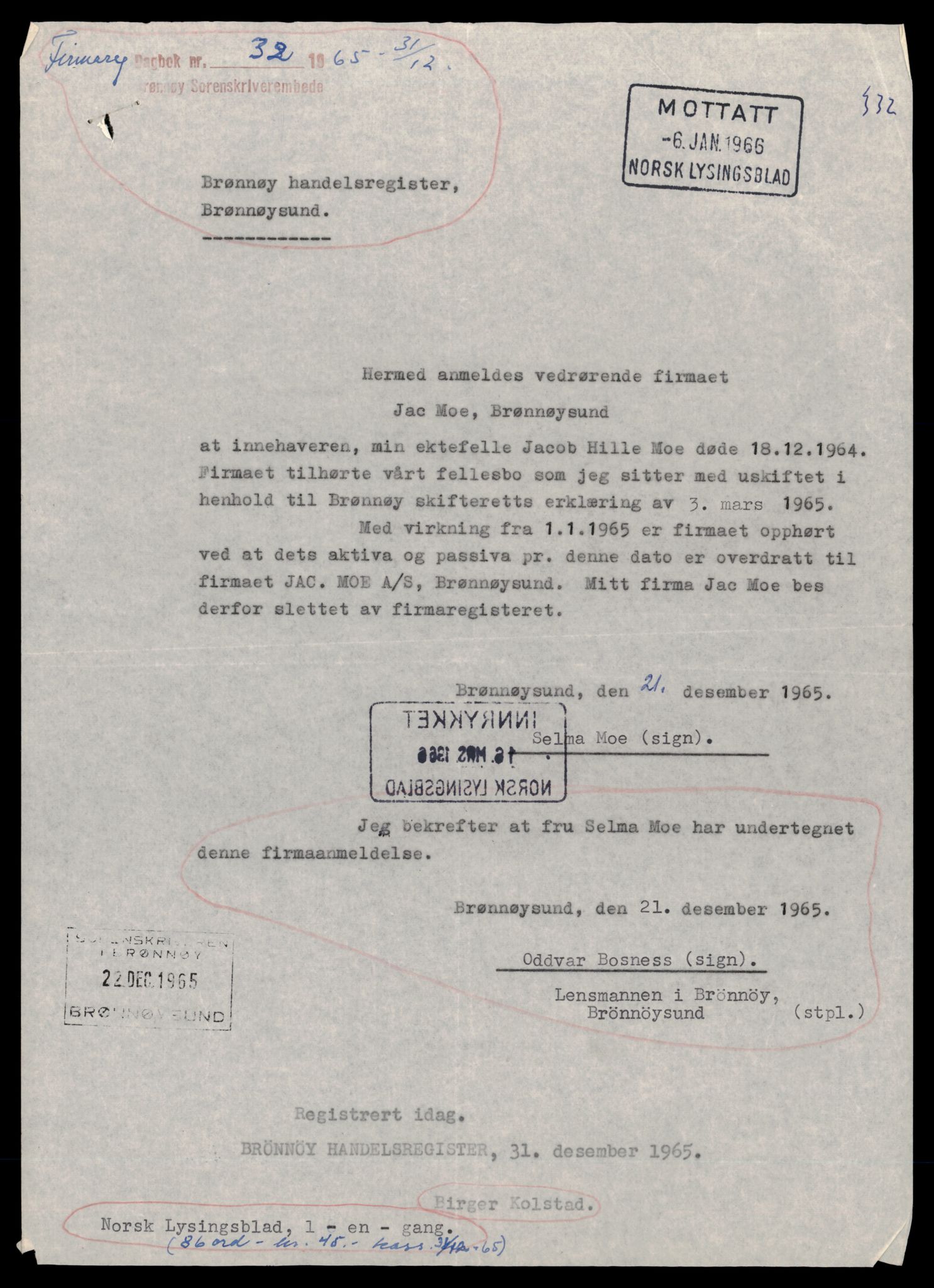 Brønnøy sorenskriveri, SAT/A-4170/2/J/Jd/Jda/L0003: Bilag, 1965-1971, s. 5