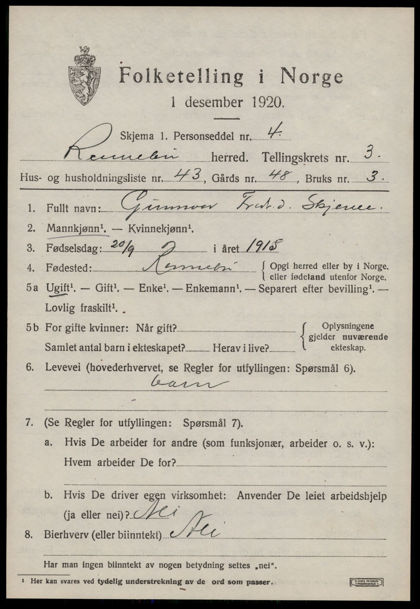 SAT, Folketelling 1920 for 1635 Rennebu herred, 1920, s. 2362