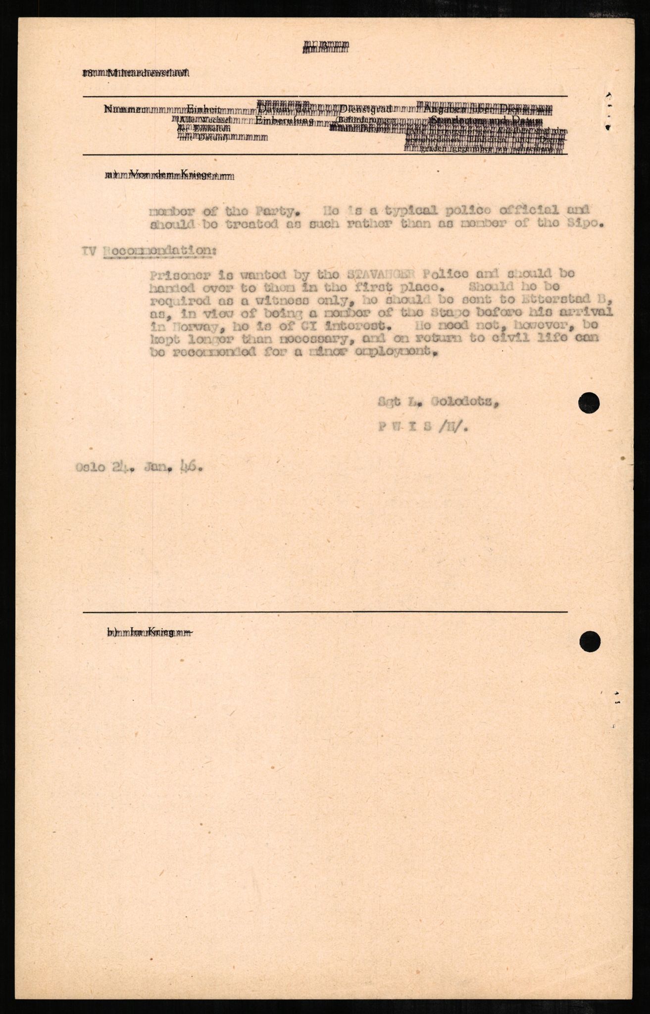 Forsvaret, Forsvarets overkommando II, AV/RA-RAFA-3915/D/Db/L0004: CI Questionaires. Tyske okkupasjonsstyrker i Norge. Tyskere., 1945-1946, s. 414