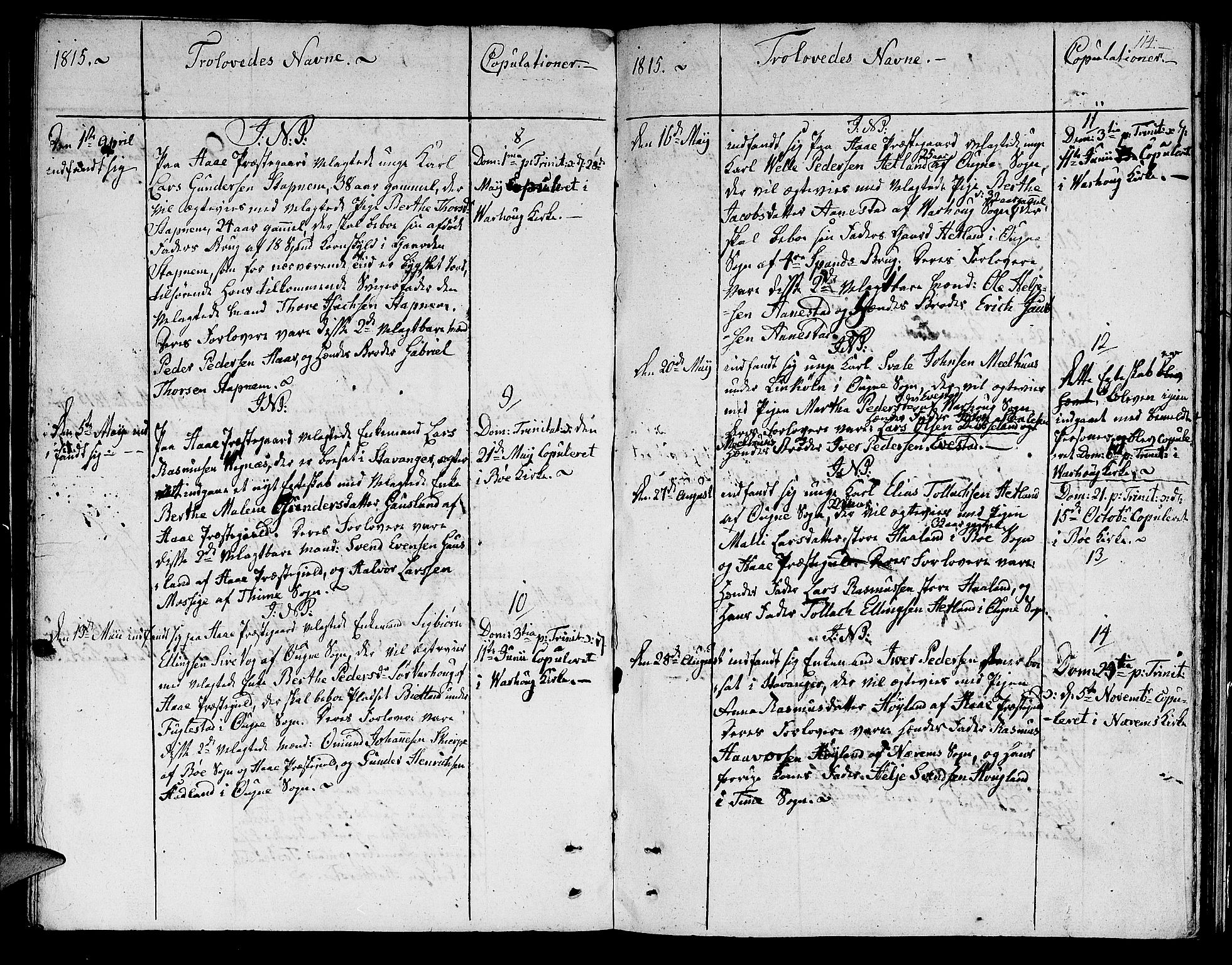 Hå sokneprestkontor, AV/SAST-A-101801/001/30BA/L0002: Ministerialbok nr. A 2, 1812-1817, s. 114