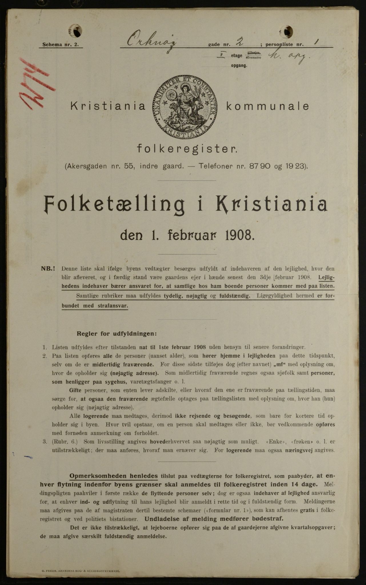 OBA, Kommunal folketelling 1.2.1908 for Kristiania kjøpstad, 1908, s. 68150