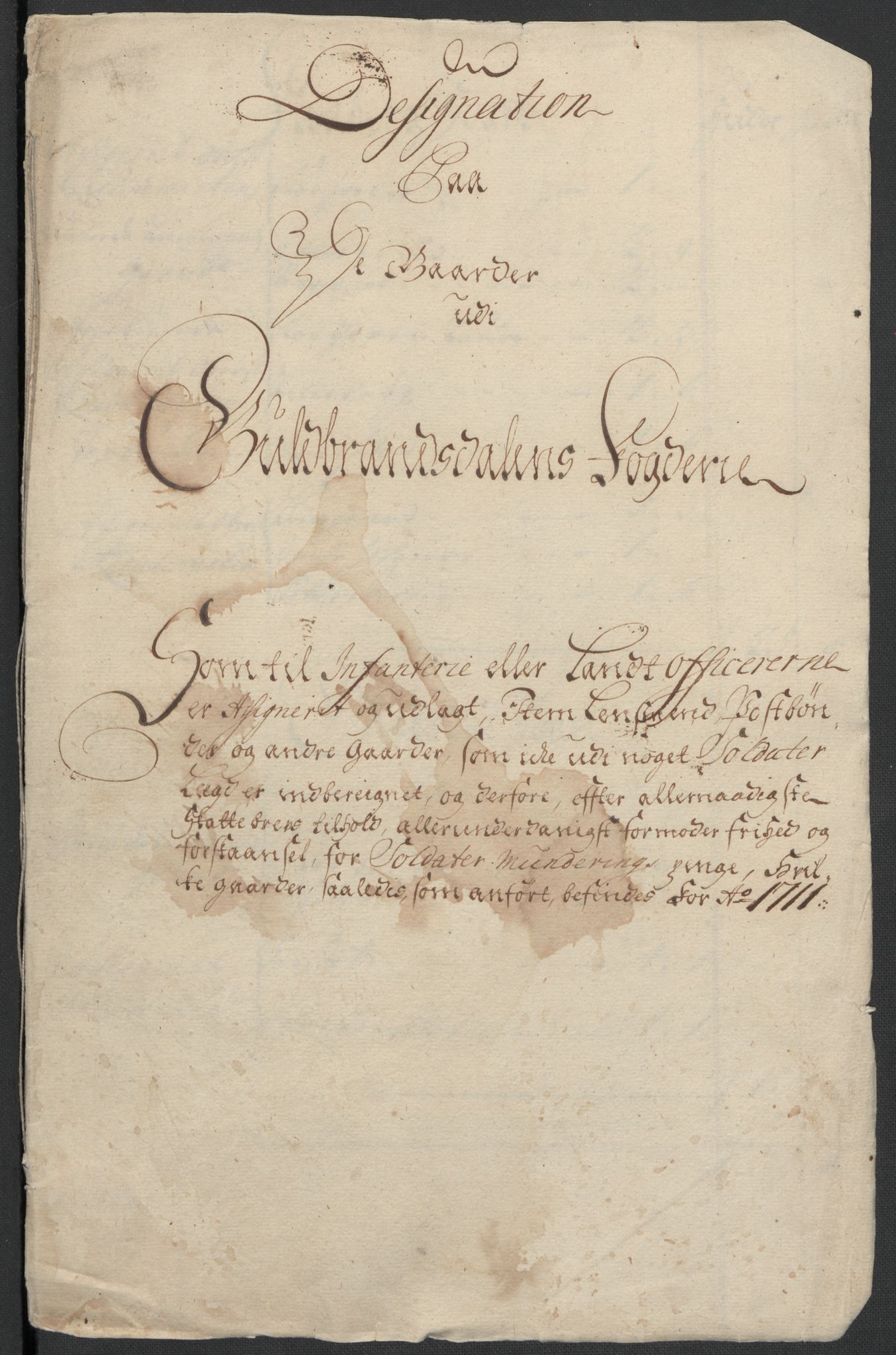Rentekammeret inntil 1814, Reviderte regnskaper, Fogderegnskap, RA/EA-4092/R17/L1180: Fogderegnskap Gudbrandsdal, 1711, s. 422