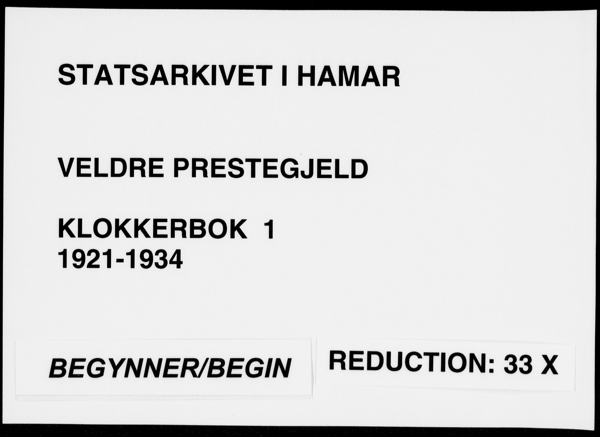 Veldre prestekontor, SAH/PREST-018/L/La/L0001: Klokkerbok nr. 1, 1921-1934