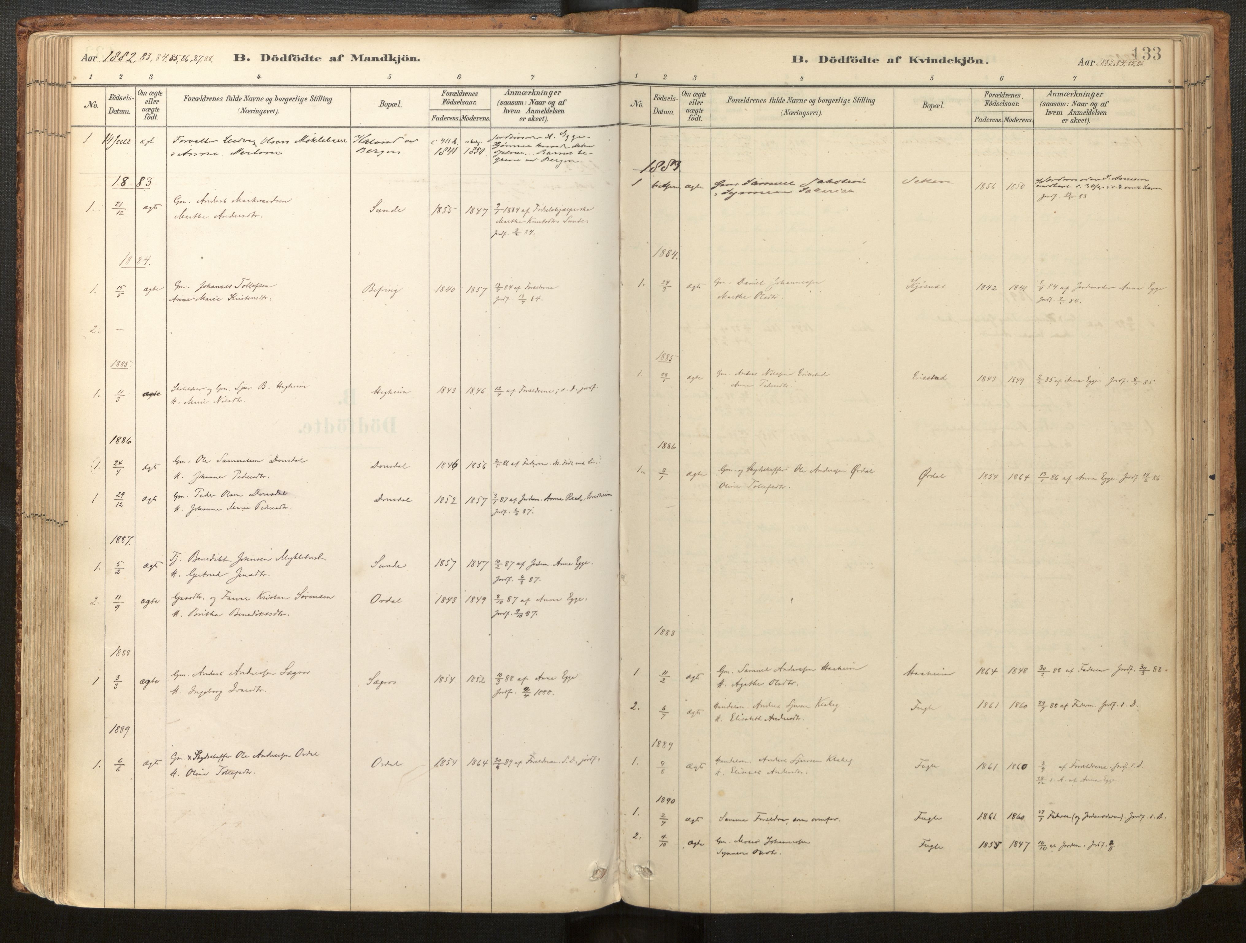 Jølster sokneprestembete, AV/SAB-A-80701/H/Haa/Haac/L0001: Ministerialbok nr. C 1, 1882-1928, s. 133