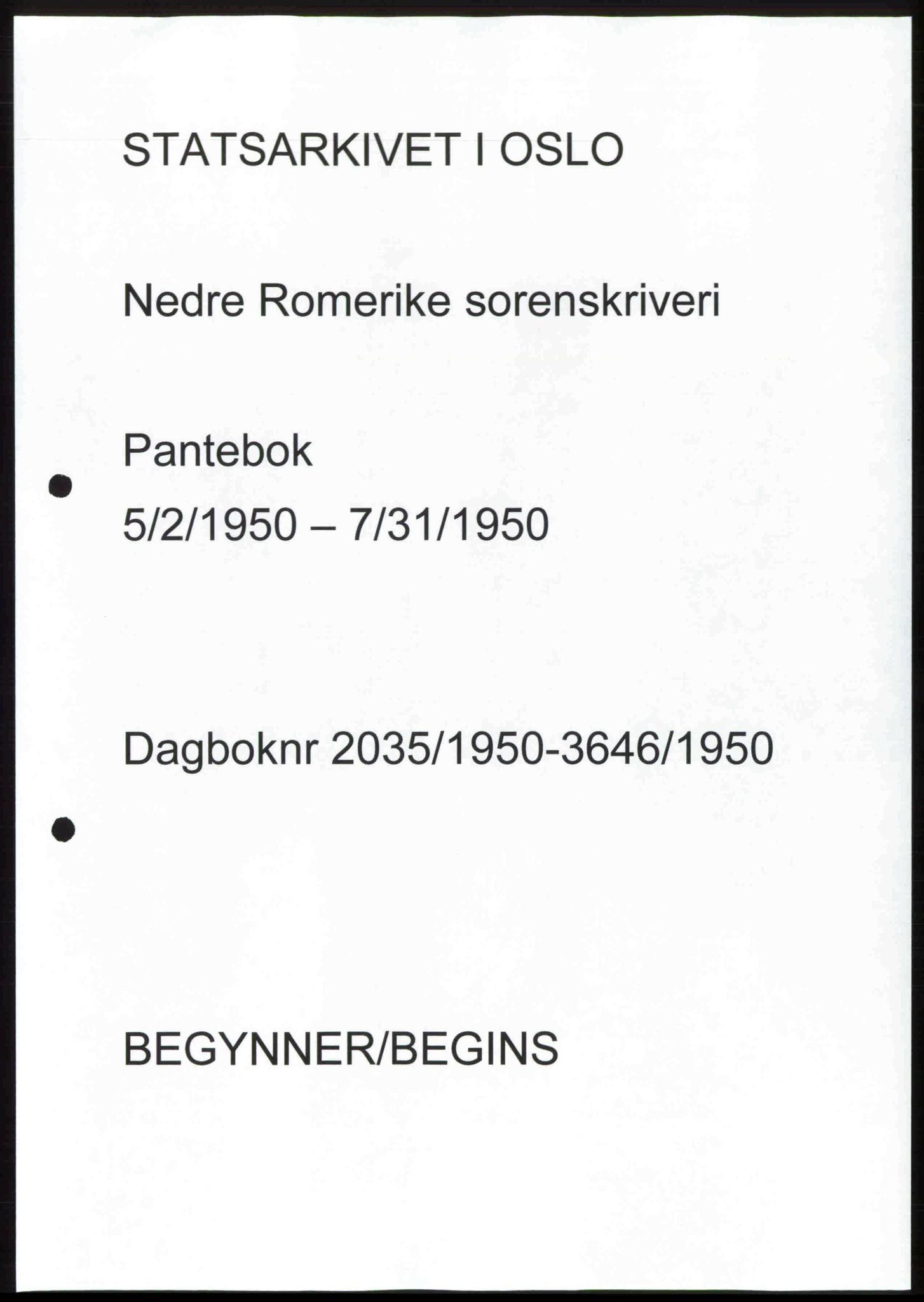 Nedre Romerike sorenskriveri, SAO/A-10469/G/Gb/Gbd/L0030: Pantebok nr. 30, 1950-1950