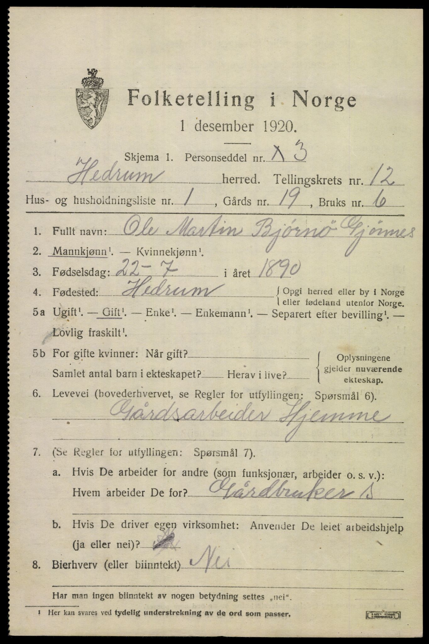 SAKO, Folketelling 1920 for 0727 Hedrum herred, 1920, s. 8025