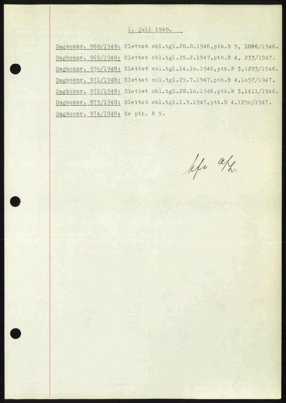 Nedenes sorenskriveri, SAK/1221-0006/G/Gb/Gba/L0059: Pantebok nr. A11, 1948-1948, Dagboknr: 968/1948