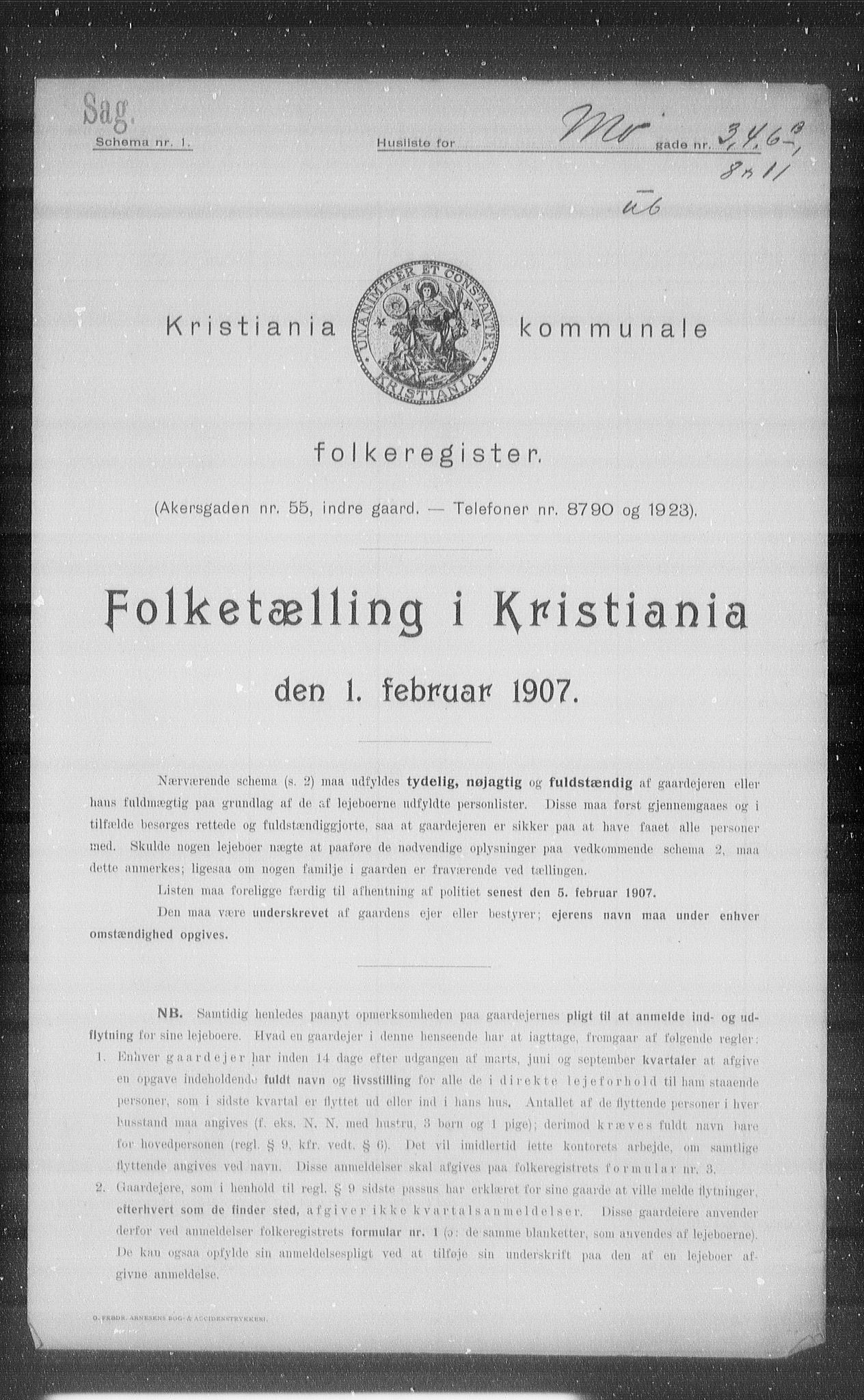OBA, Kommunal folketelling 1.2.1907 for Kristiania kjøpstad, 1907, s. 33397
