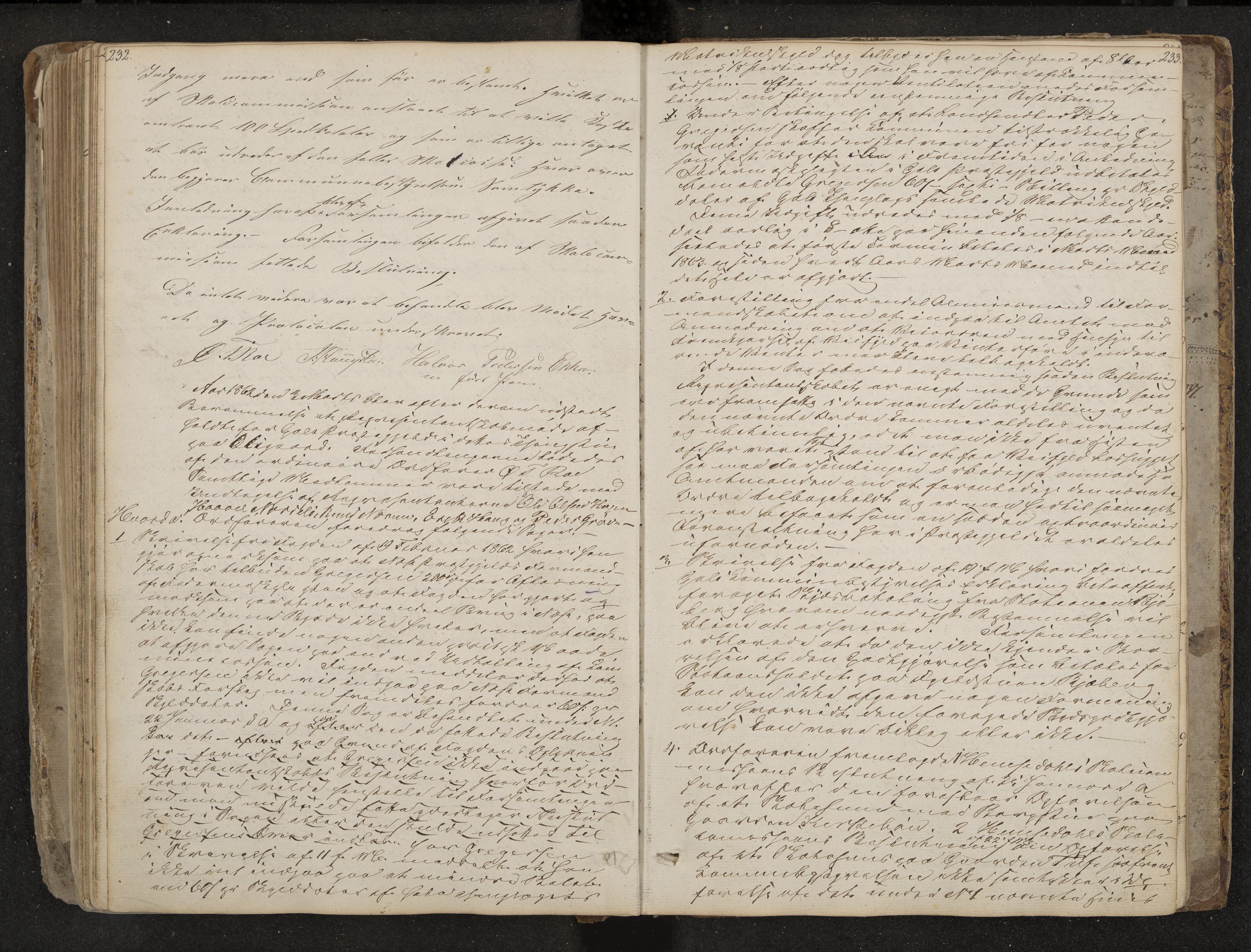 Gol formannskap og sentraladministrasjon, IKAK/0617021-1/A/Aa/L0001: Møtebok, 1837-1869, s. 232-233