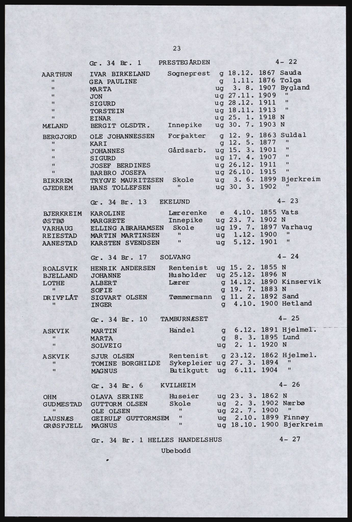 SAST, Avskrift av folketellingen 1920 for Nordfylket (Rogaland), 1920, s. 31