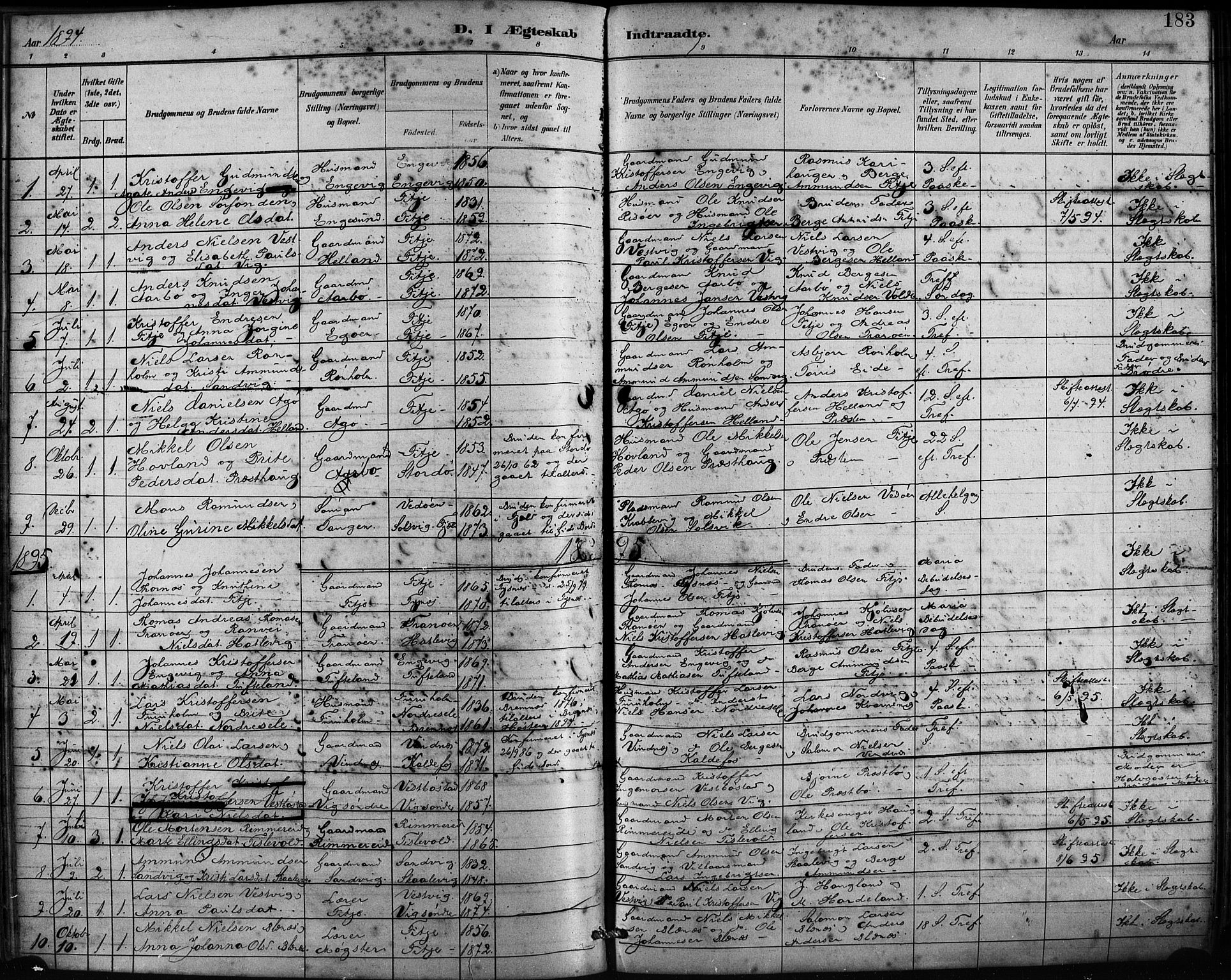 Fitjar sokneprestembete, AV/SAB-A-99926: Ministerialbok nr. A 2, 1882-1899, s. 183