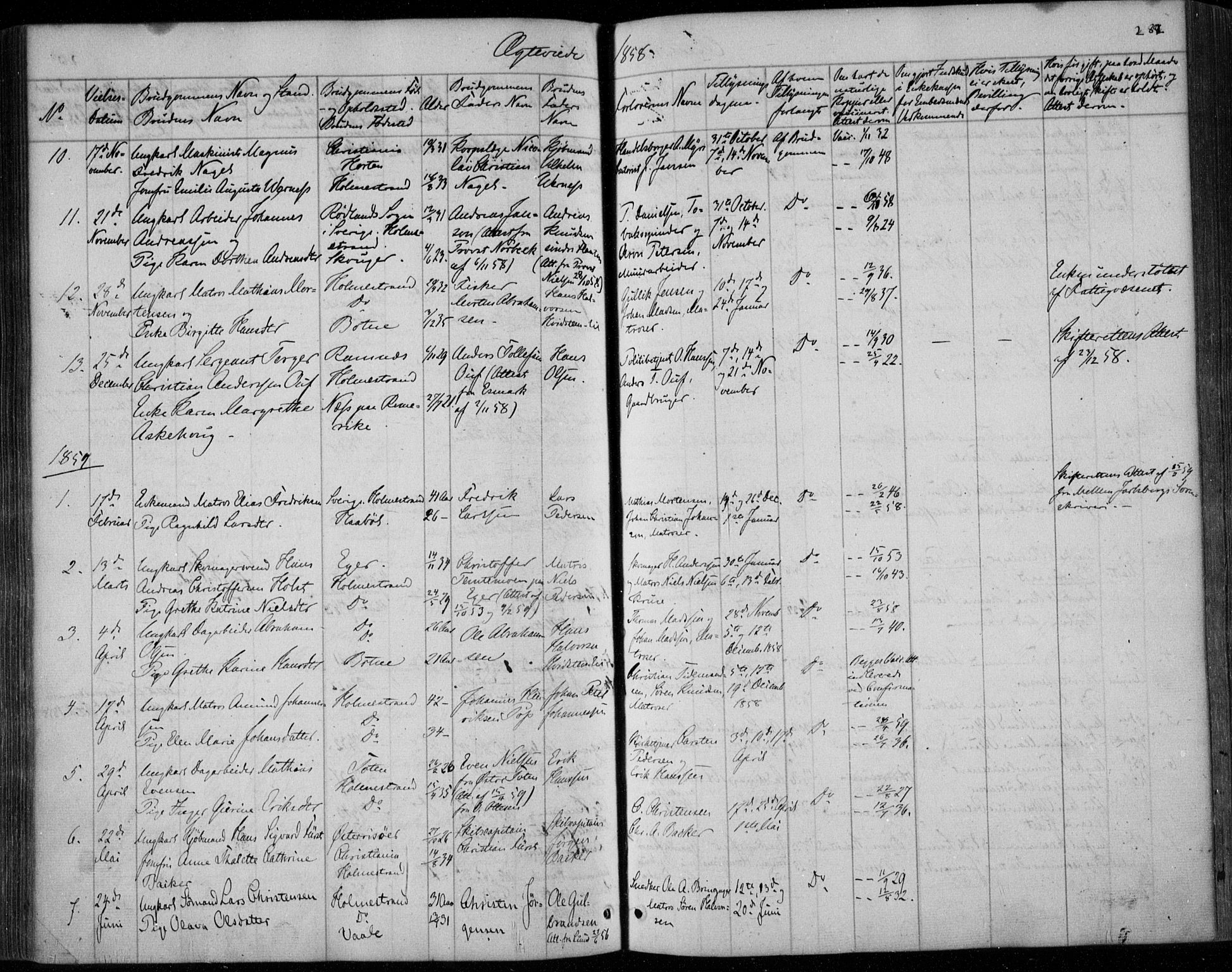 Holmestrand kirkebøker, AV/SAKO-A-346/F/Fa/L0002: Ministerialbok nr. 2, 1840-1866, s. 282