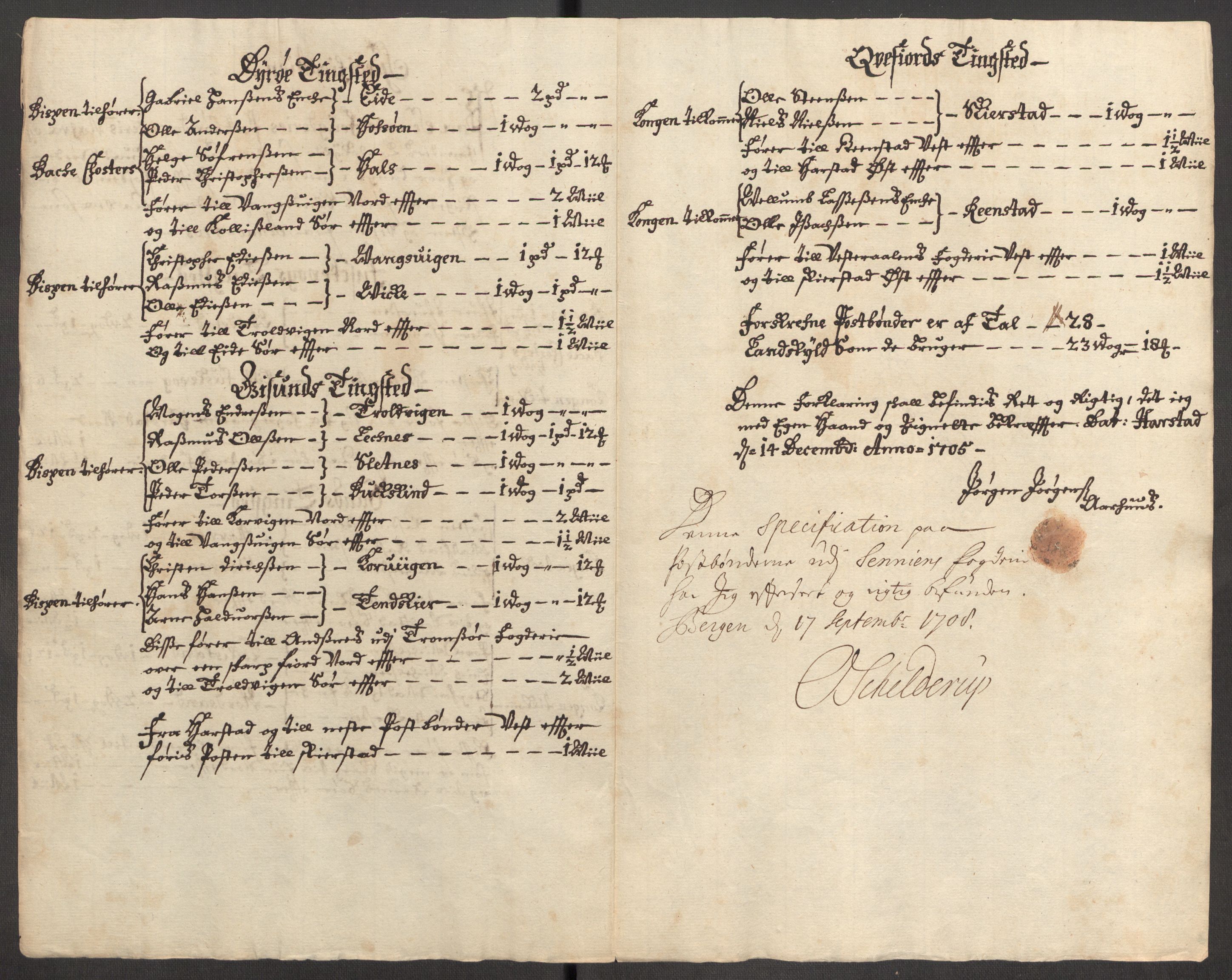 Rentekammeret inntil 1814, Reviderte regnskaper, Fogderegnskap, AV/RA-EA-4092/R68/L4756: Fogderegnskap Senja og Troms, 1705-1707, s. 56