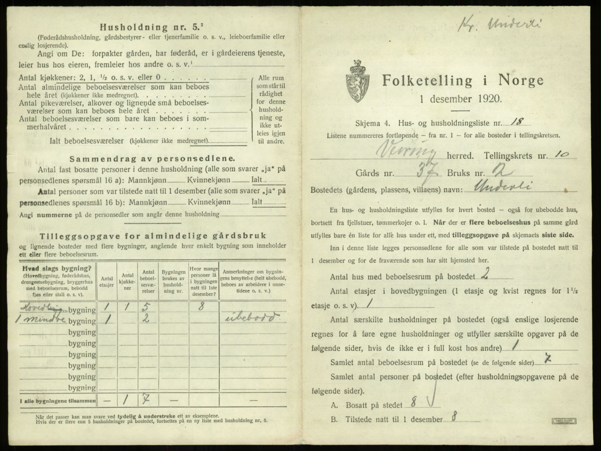 SAB, Folketelling 1920 for 1434 Vevring herred, 1920, s. 430